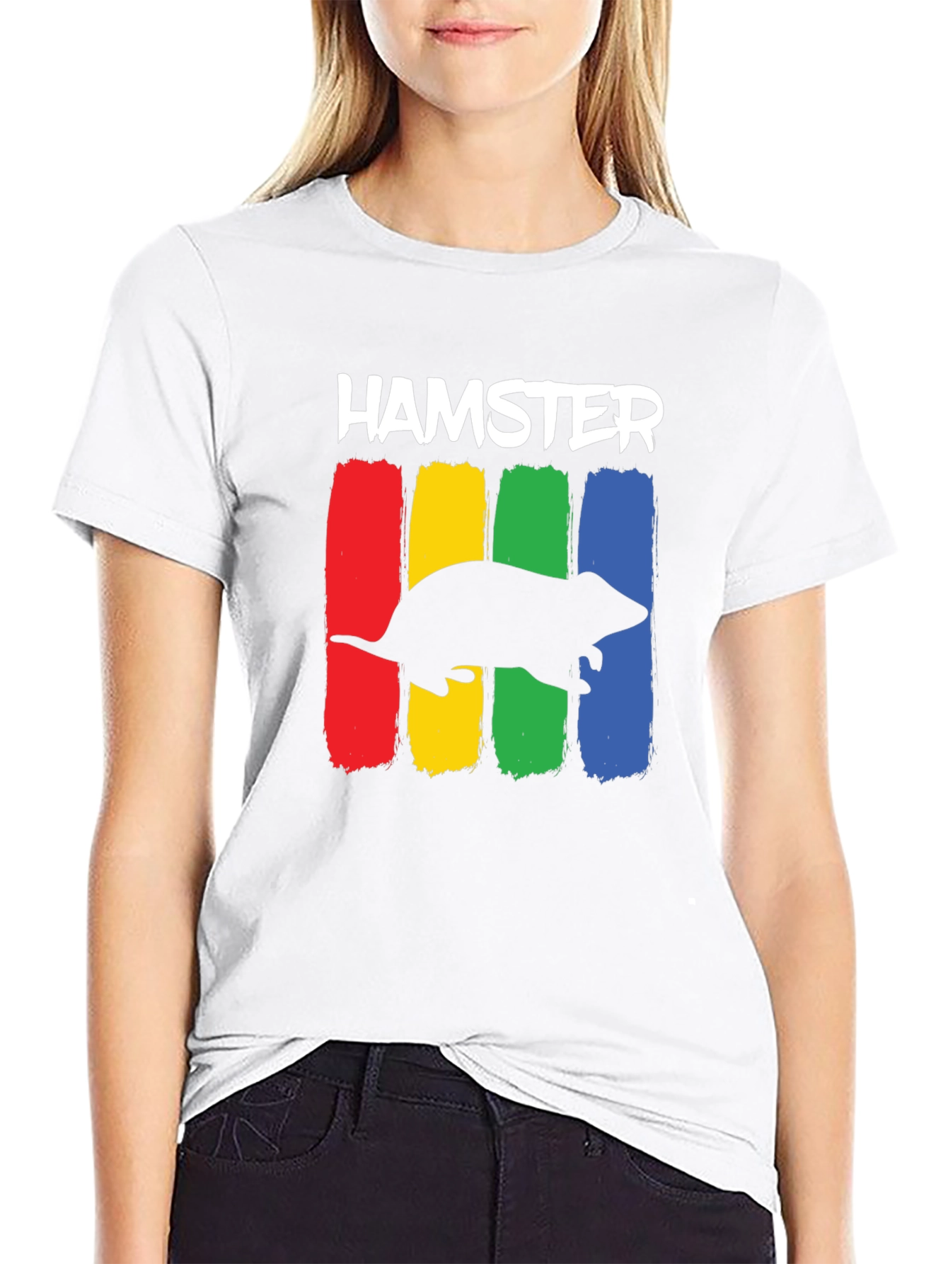 Black Hamster Rainbow T-Shirt - Novelty Animal Tee view 9