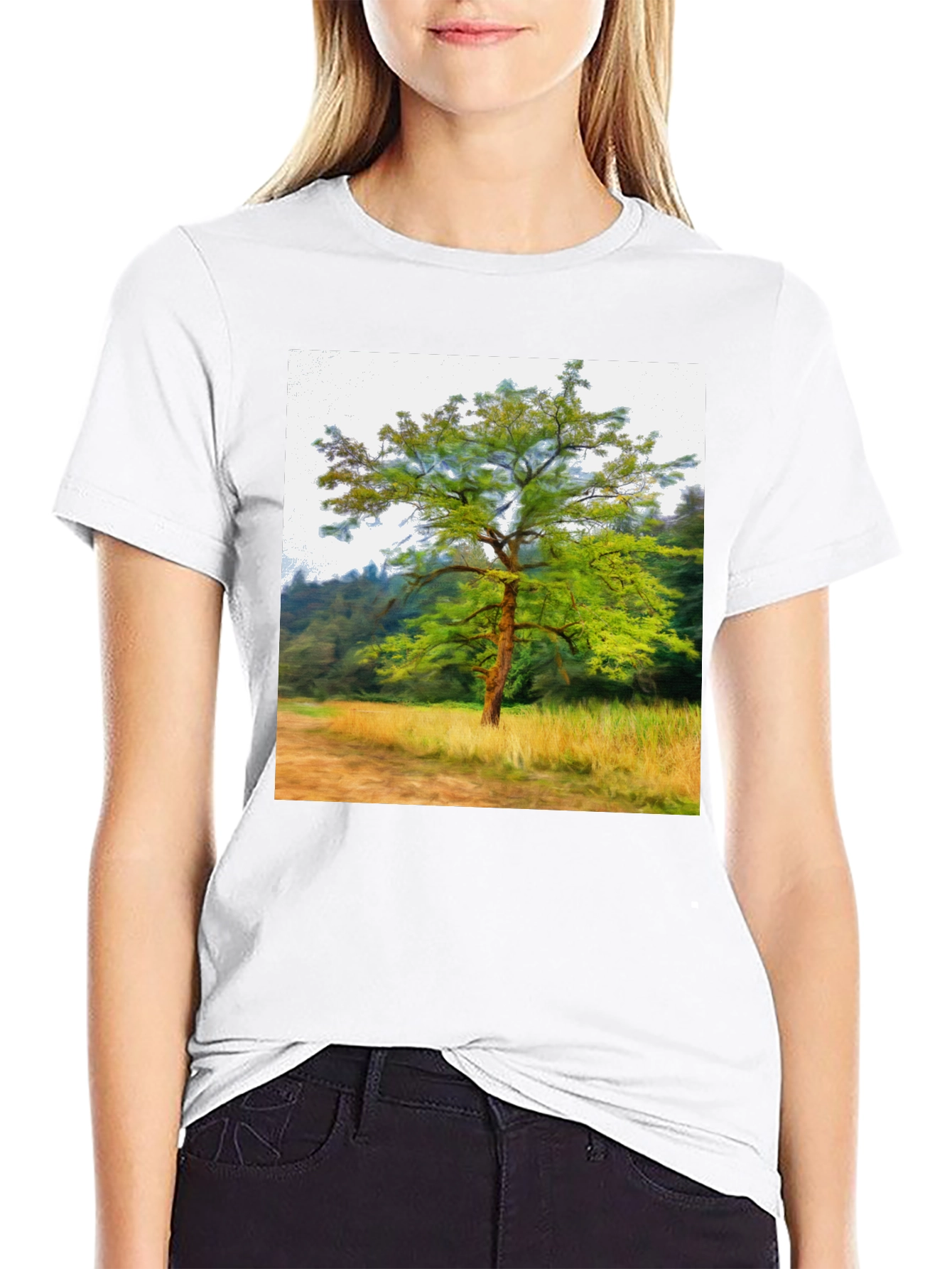 Black Nature Tree Graphic Black T-Shirt view 9