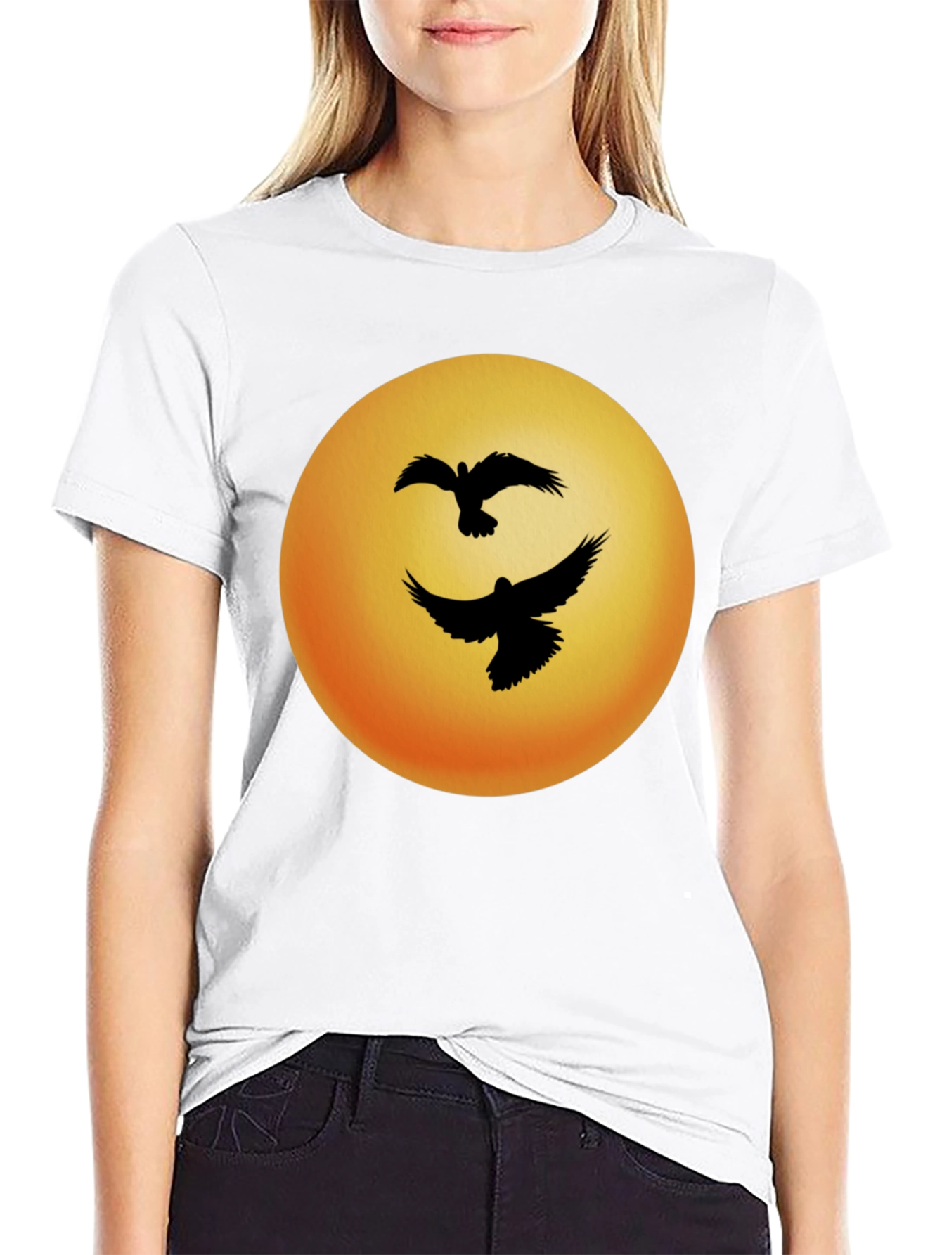 Black Birds Sunset Graphic Tee - Black Cotton Blend view 9