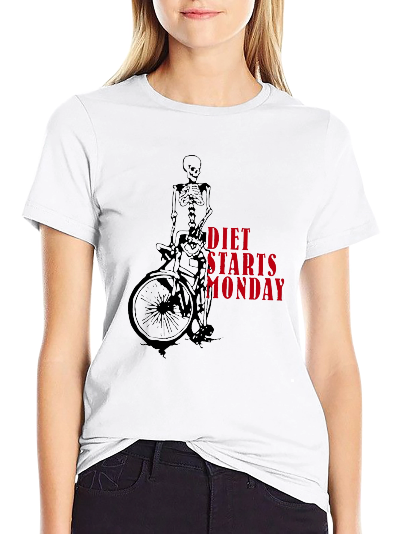 Black Diet Starts Monday Skeleton T-Shirt view 9
