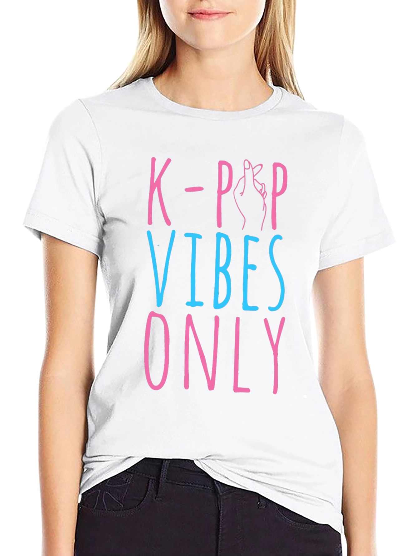 Black K-Pop Vibes Only Graphic Tee - Unisex view 9