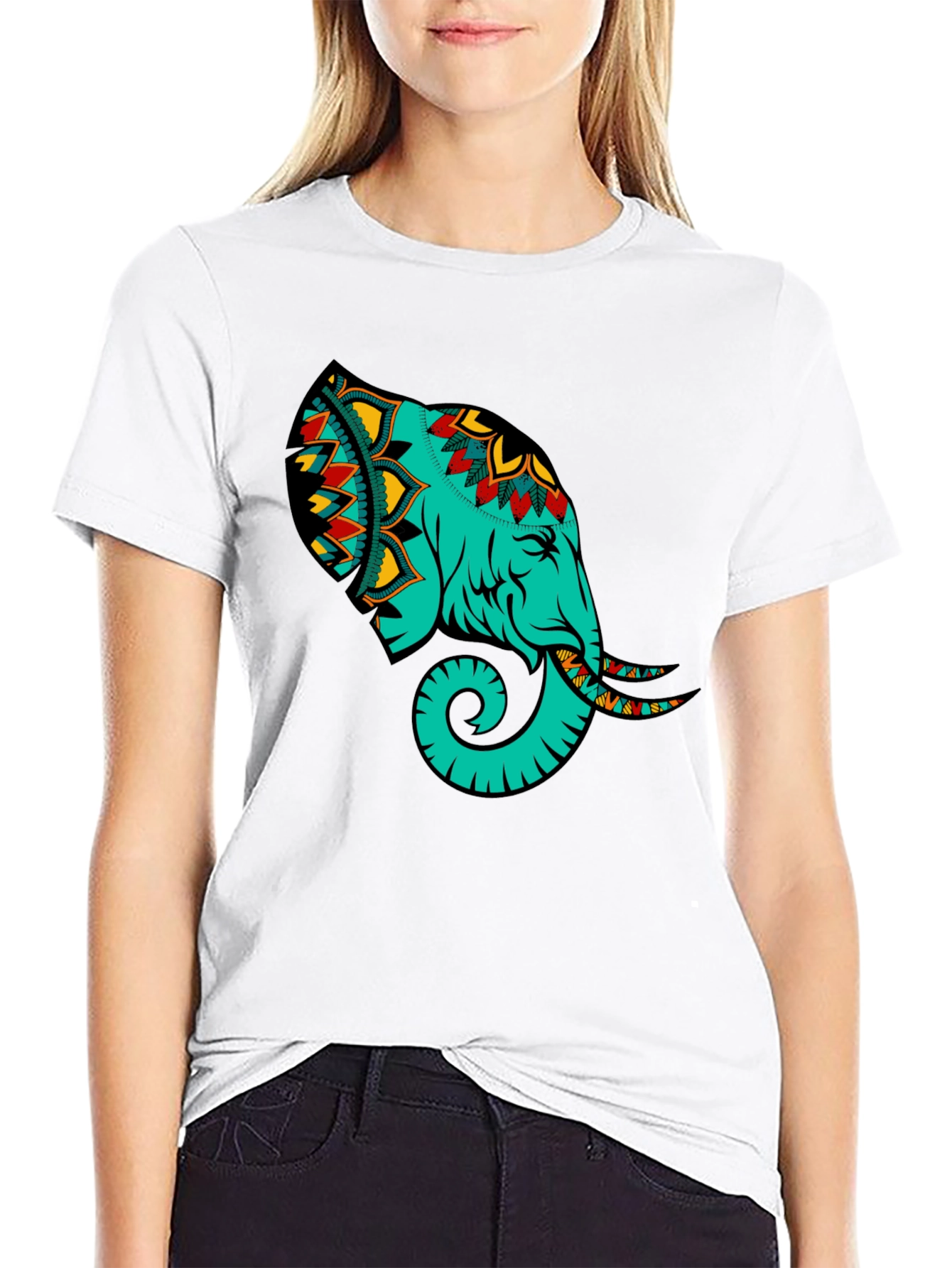 Black Elephant Graphic Black T-Shirt view 9