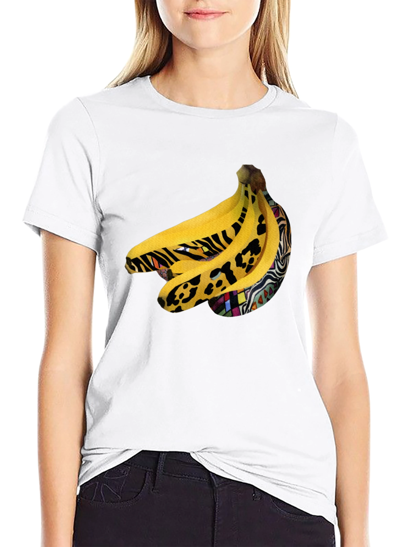 Black Funky Banana Print Black T-Shirt view 9