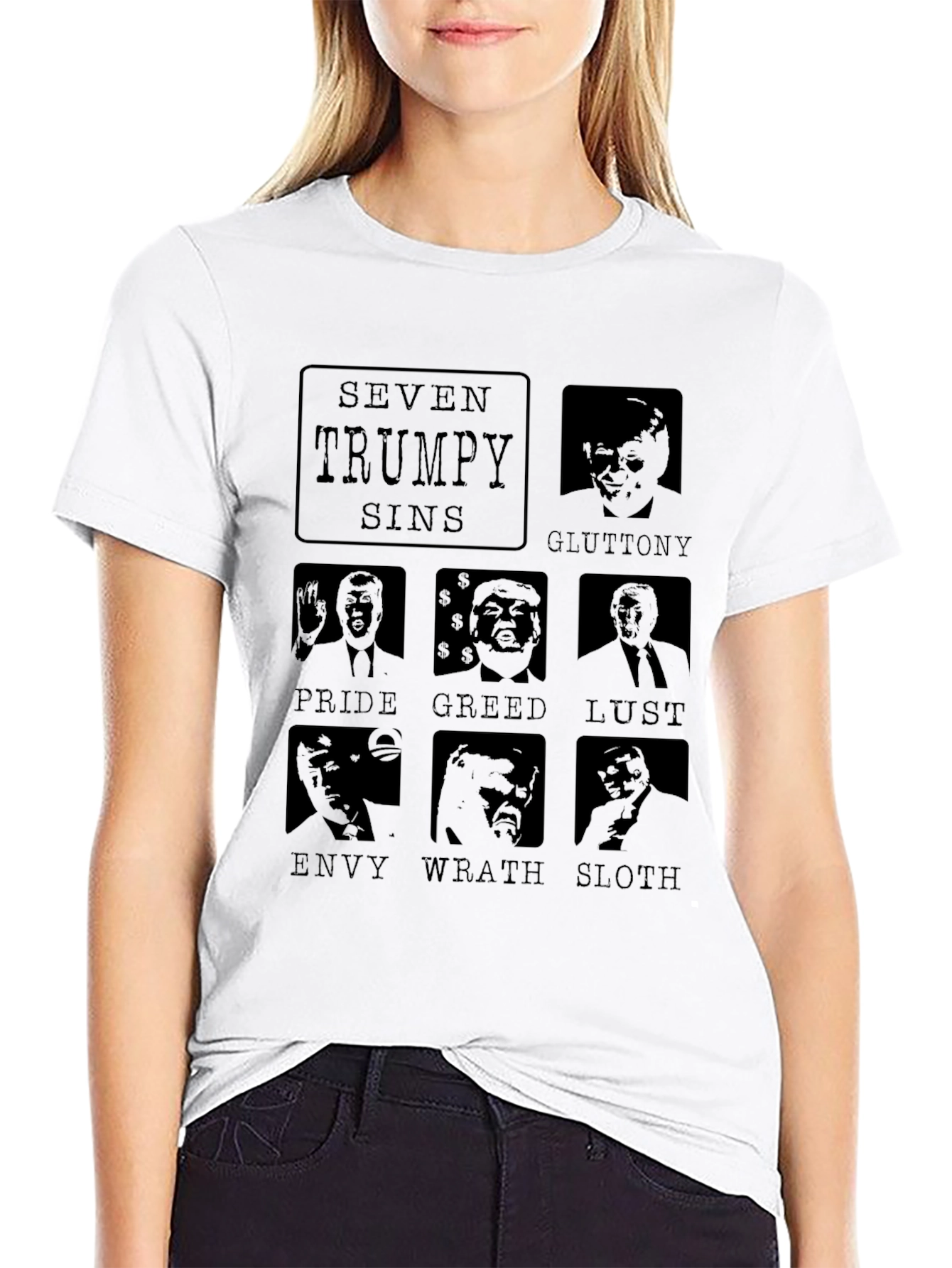 Black Seven Trumpy Sins Black Graphic T-Shirt view 9