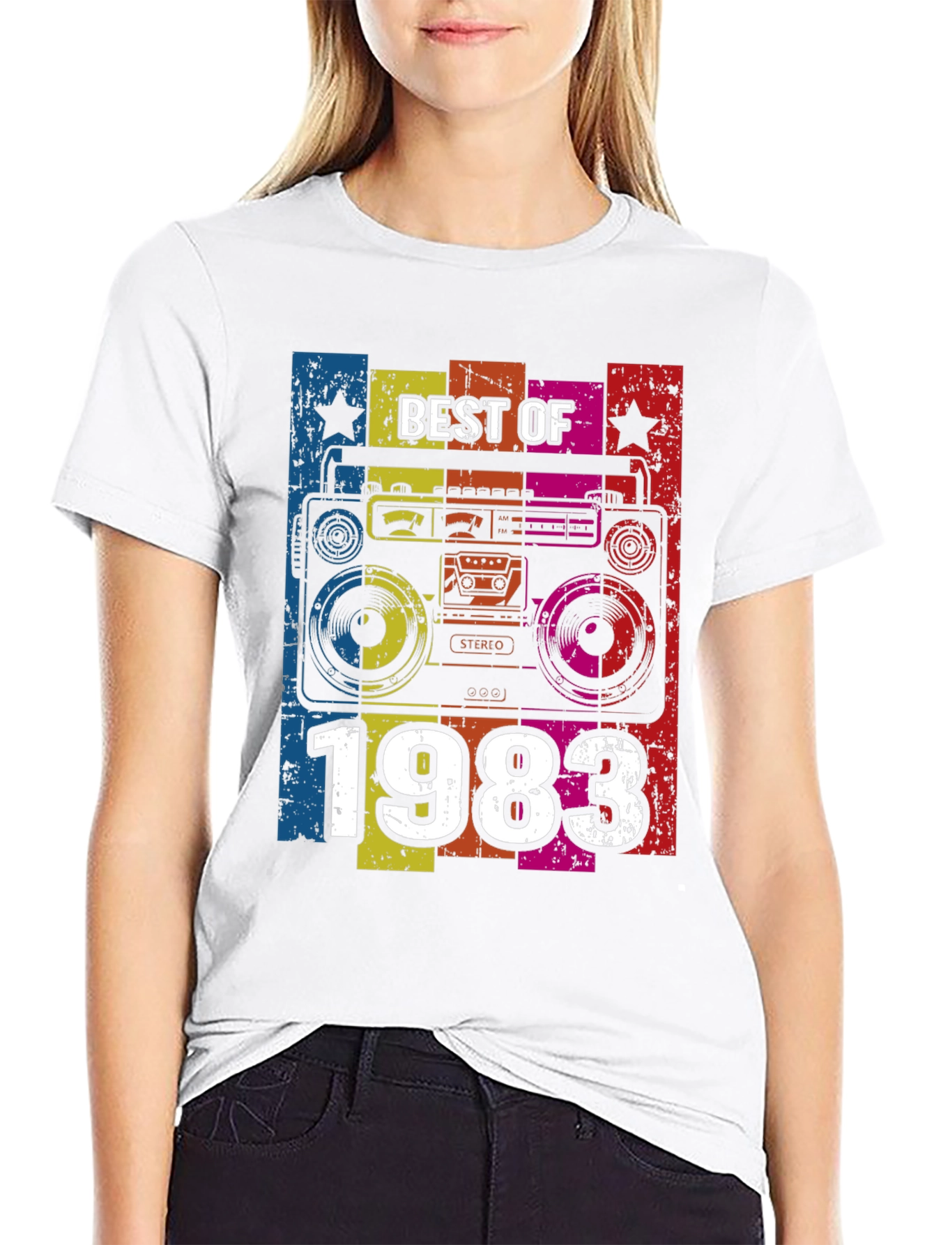 Black Best of 1983 Boombox Graphic T-Shirt view 9