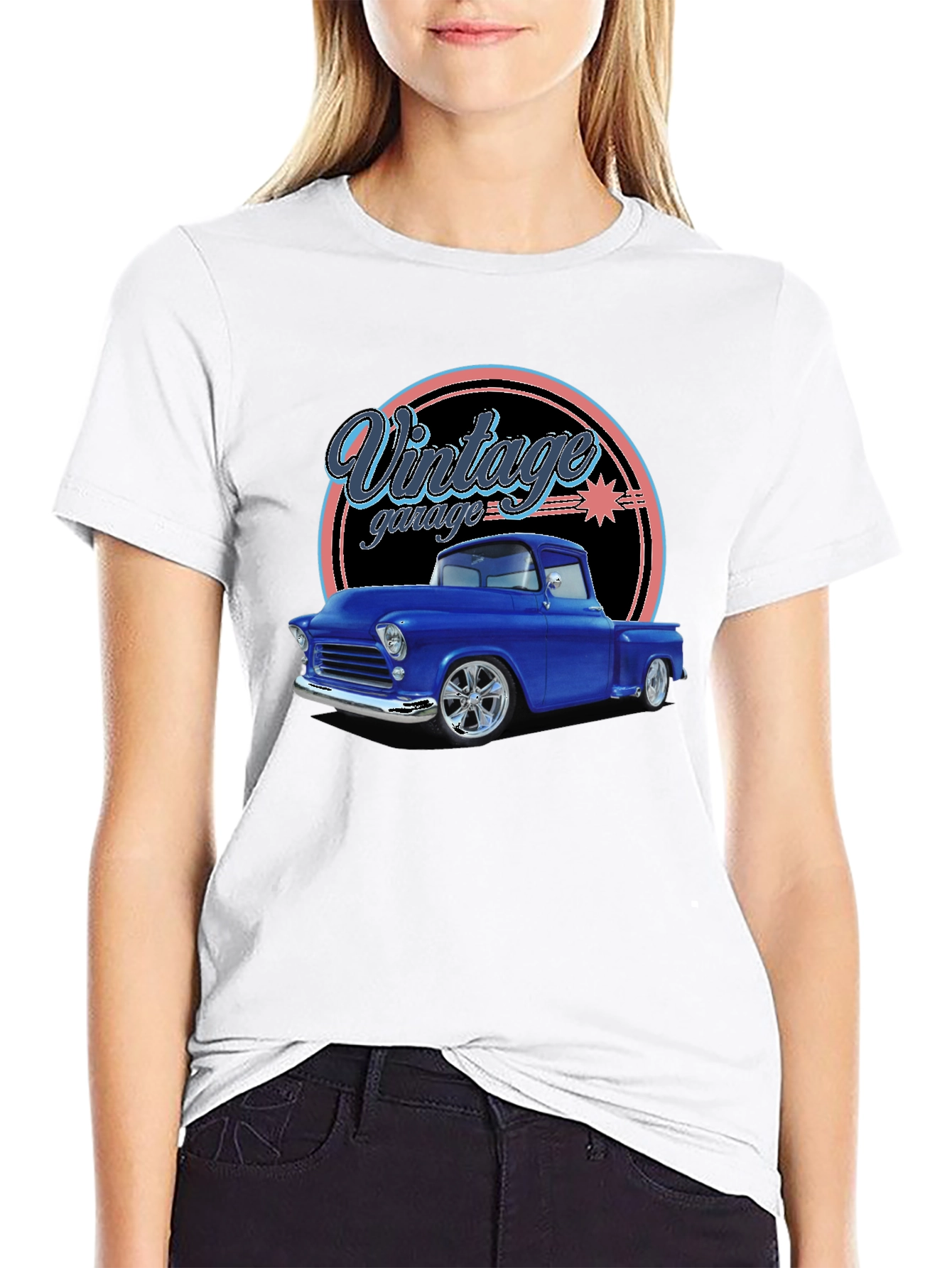 Black Vintage Garage Classic Truck T-Shirt view 9
