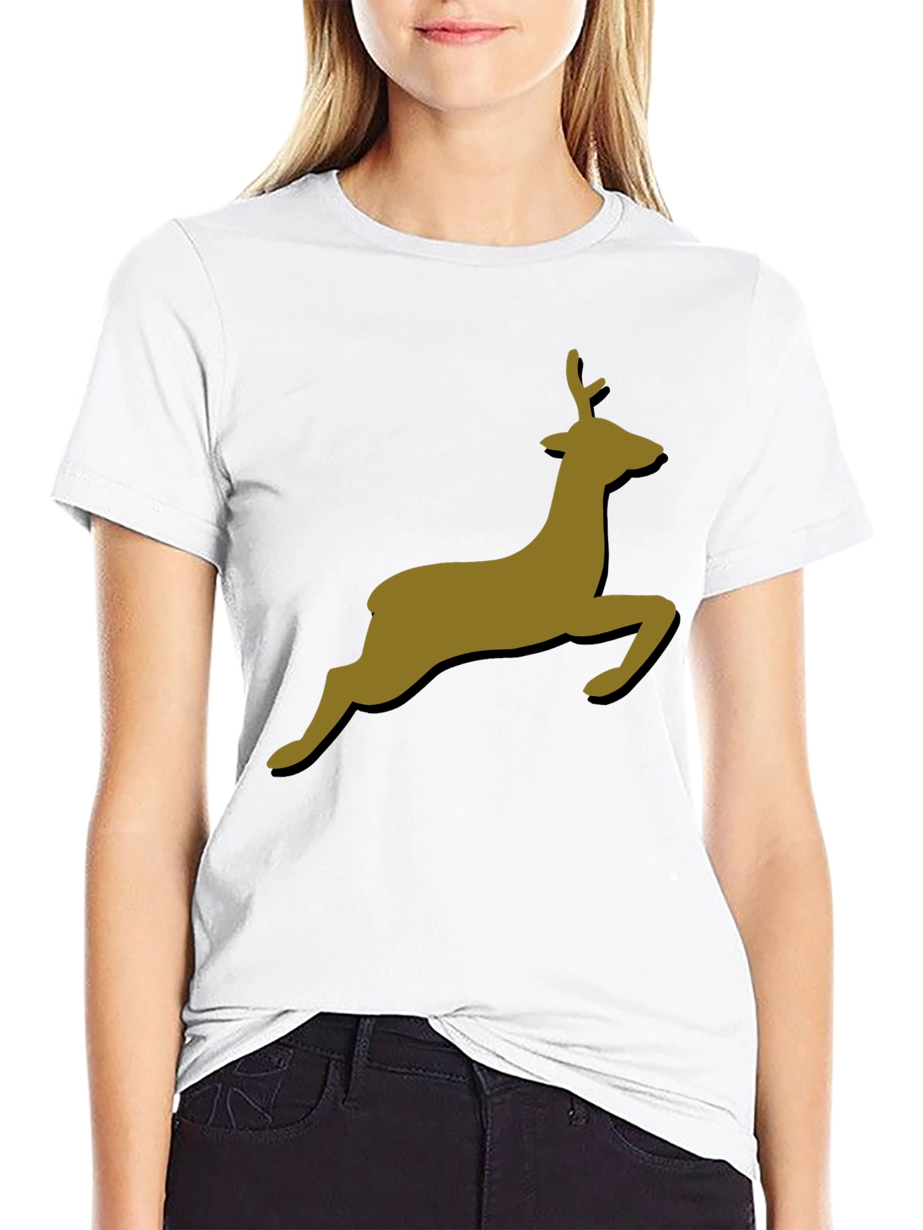 Black Leaping Deer Graphic T-Shirt - Stylish Black Tee view 9