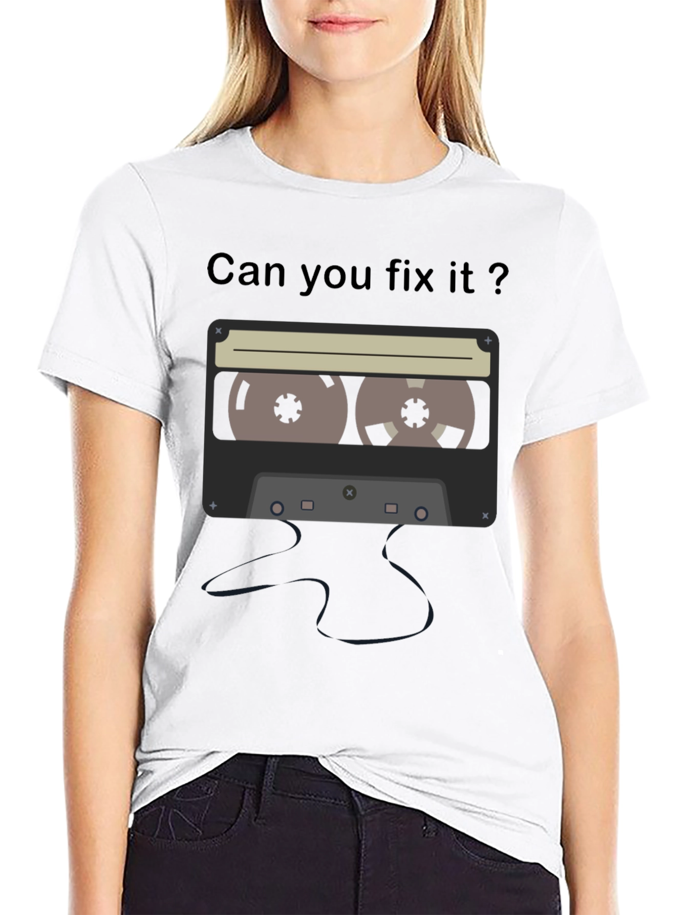 Black Retro Cassette Tape Graphic T-Shirt view 9