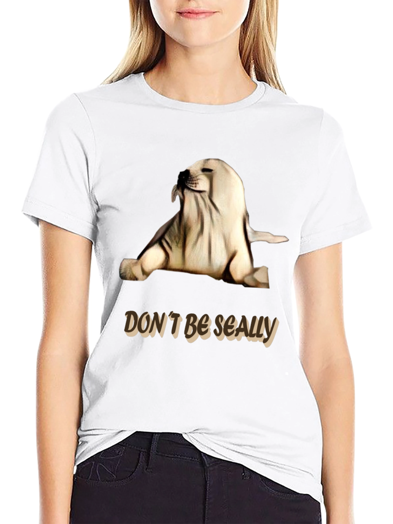 Black Don't Be Seally Graphic Tee - Funny Seal Pun Shirt view 9