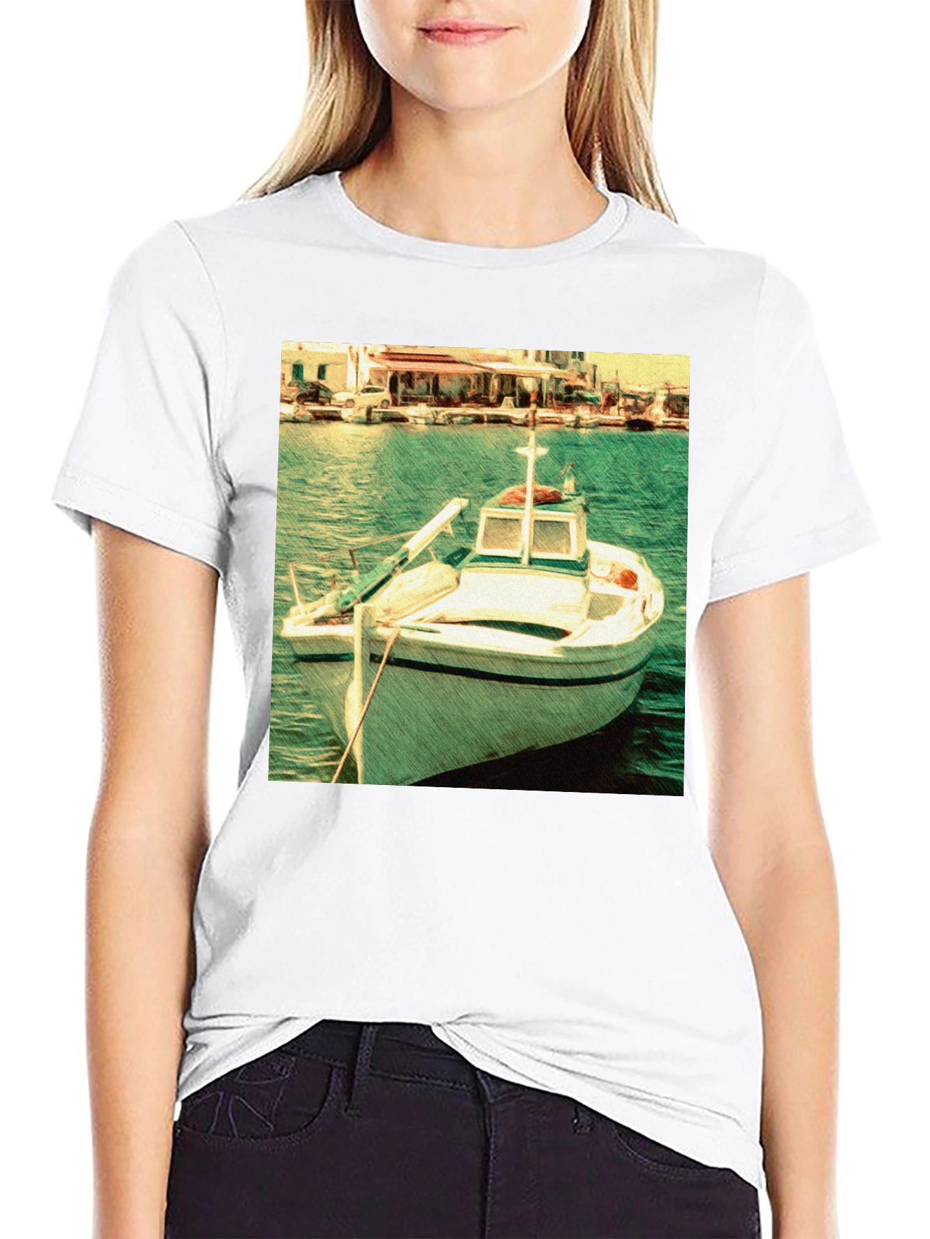 Black Boat Graphic Black T-Shirt view 9