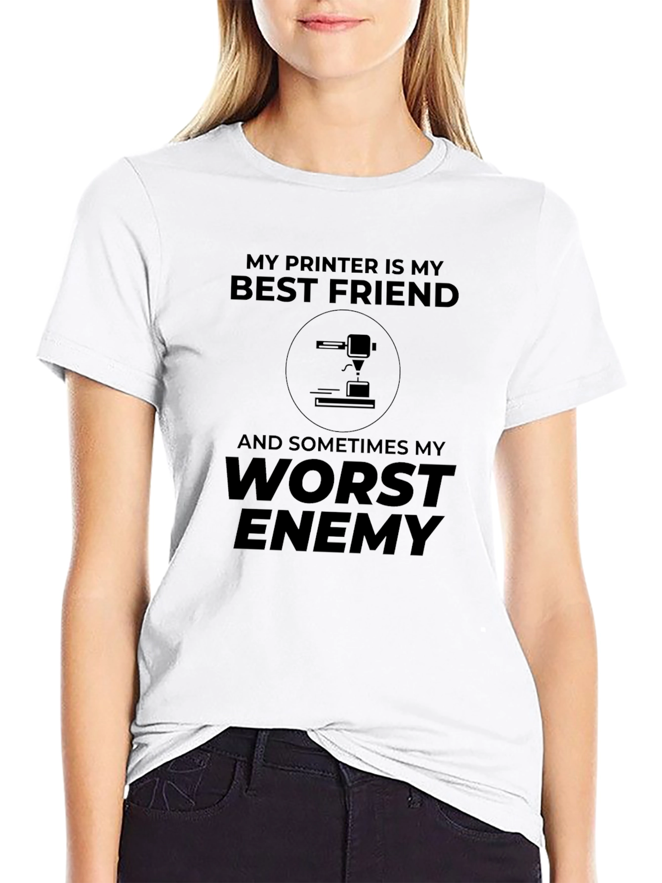Black My Printer is My Best Friend T-Shirt - Funny 3D Printing Tee view 9