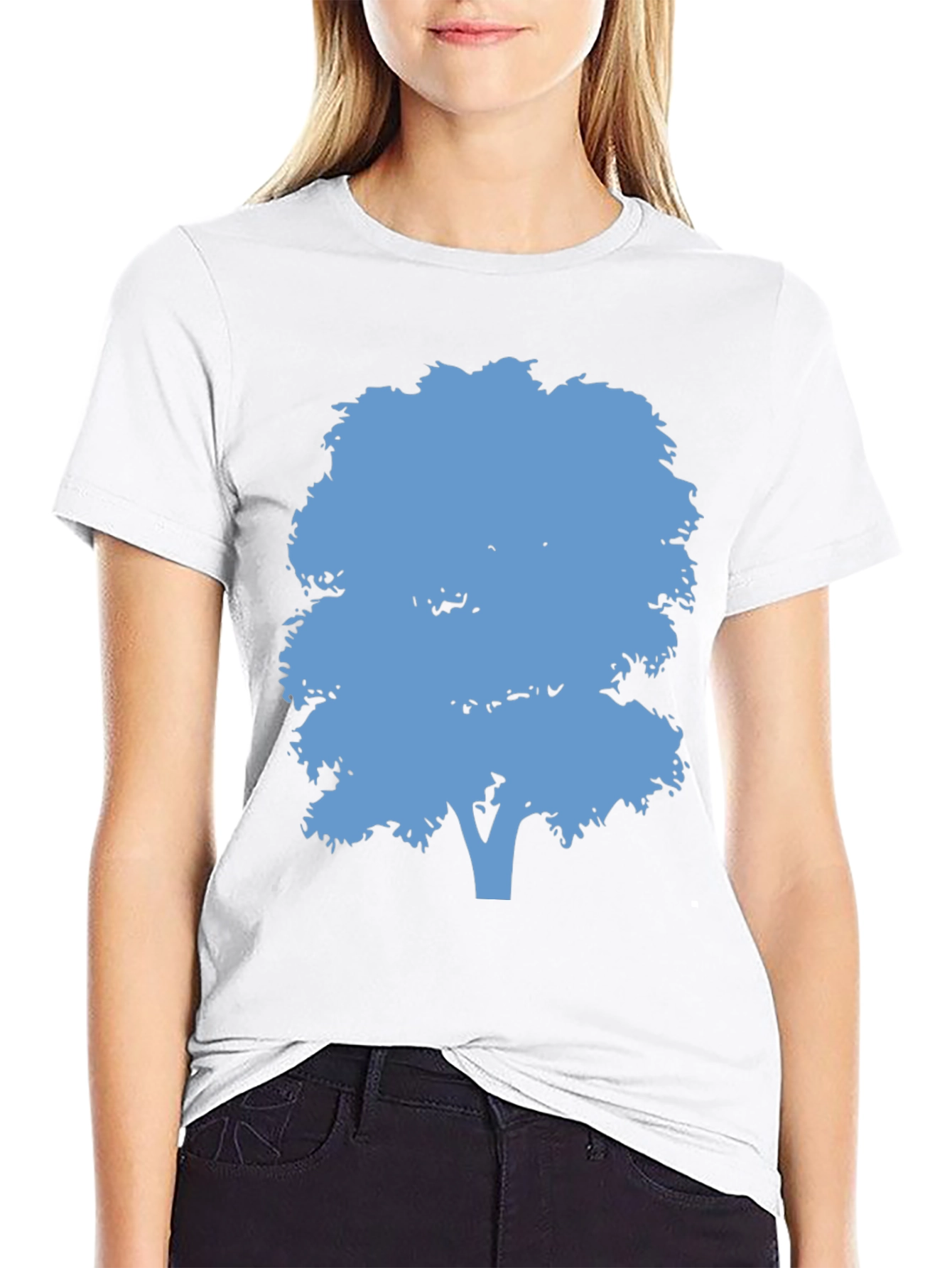 Black Blue Tree Graphic Black T-Shirt view 9