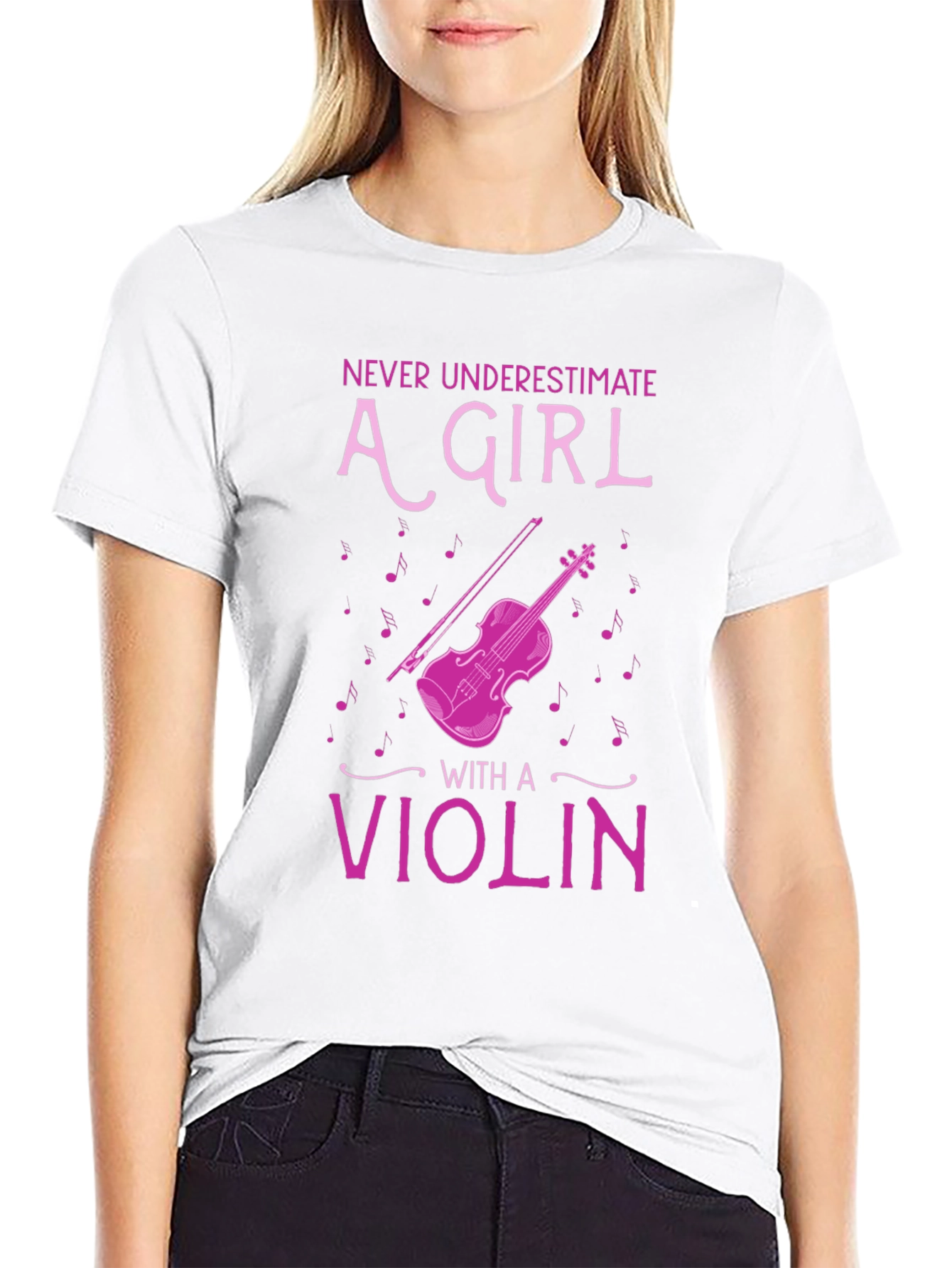 Black Never Underestimate A Girl With A Violin T-Shirt view 9