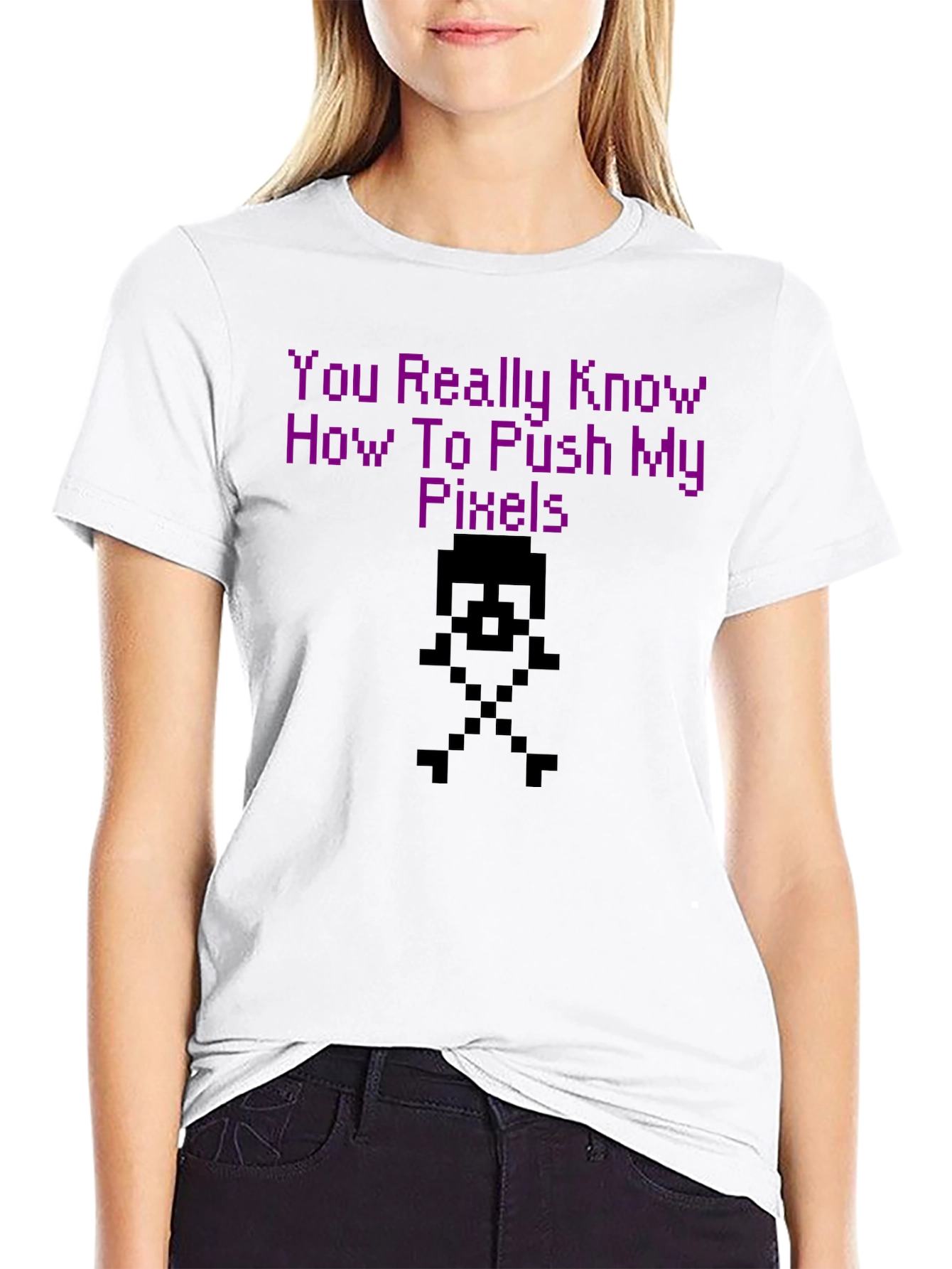 Black Pixel Push T-Shirt - Gamer Style view 9