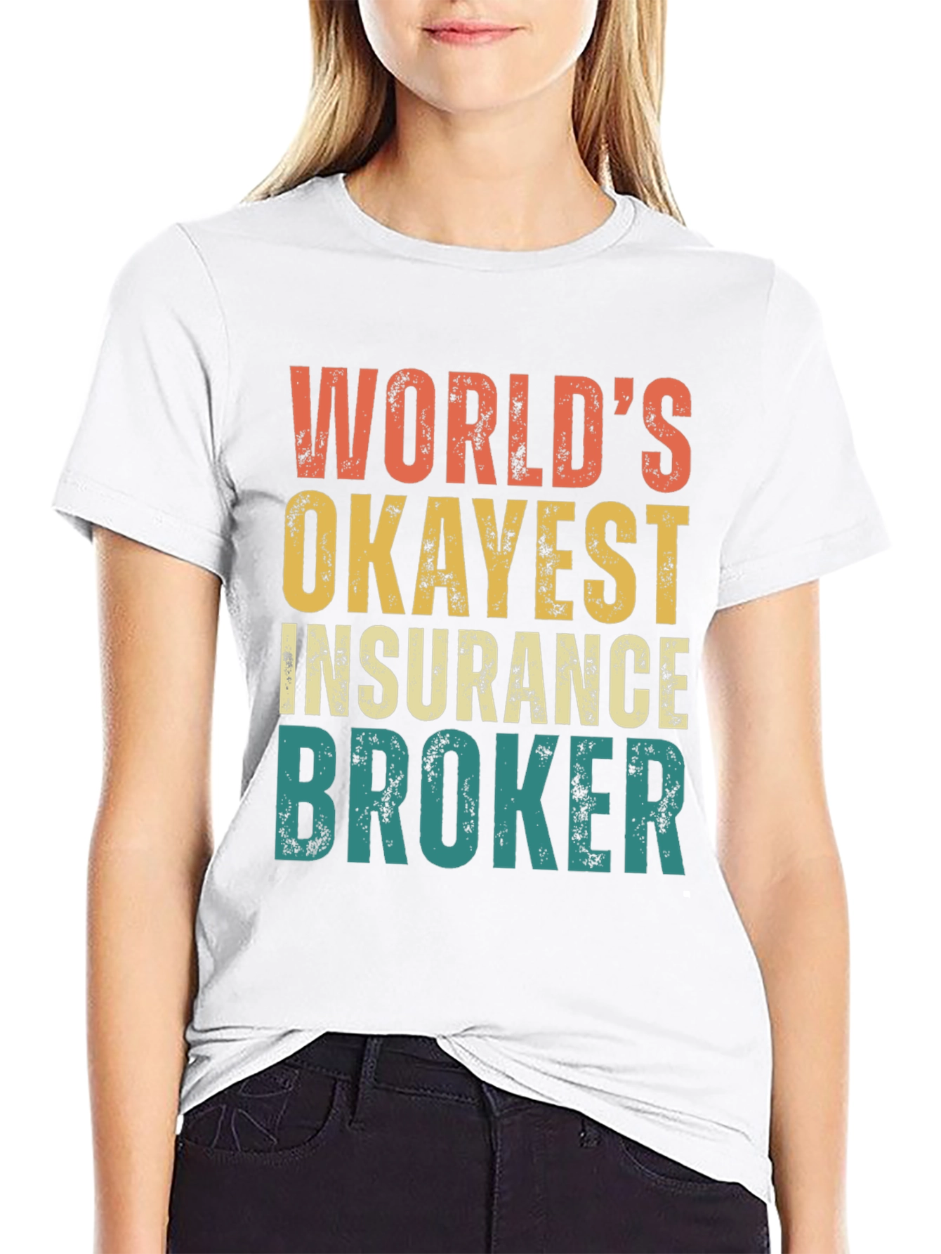 Black World's Okayest Insurance Broker Graphic Tee view 9