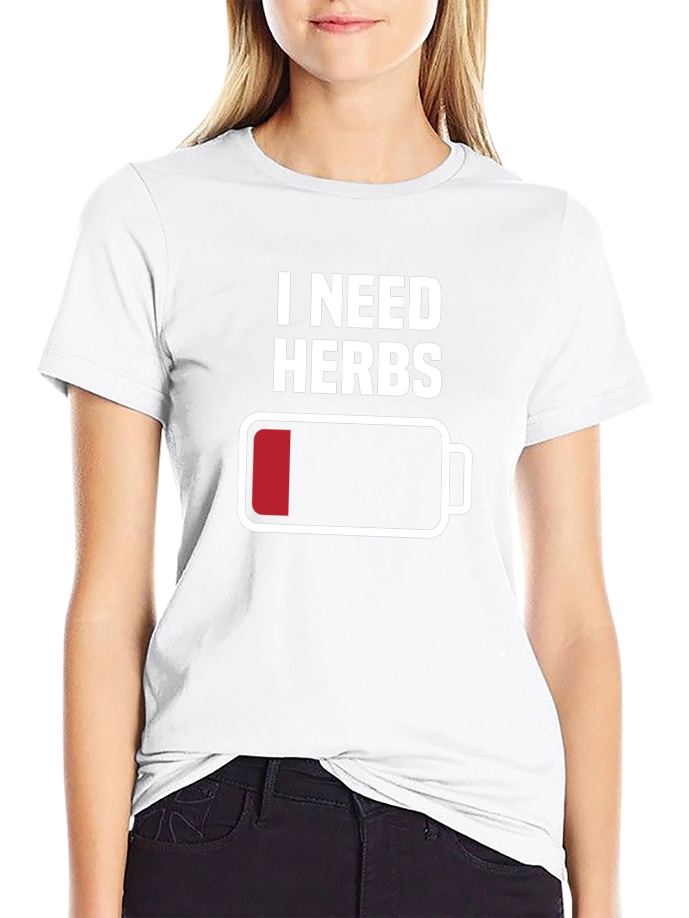 Black I Need Herbs T-Shirt - Low Battery Mode Humor view 9