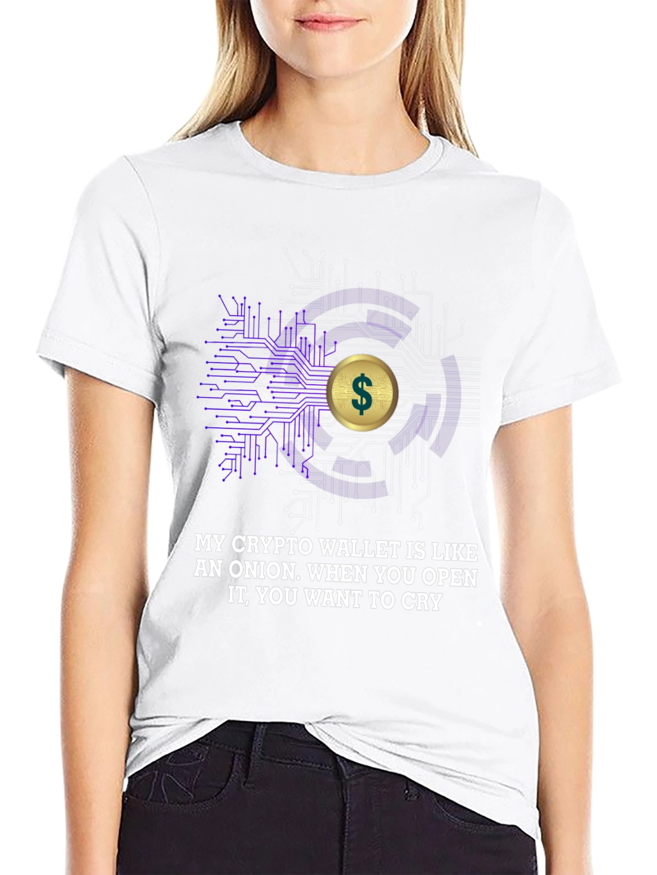 Black Crypto Wallet Onion T-Shirt view 9