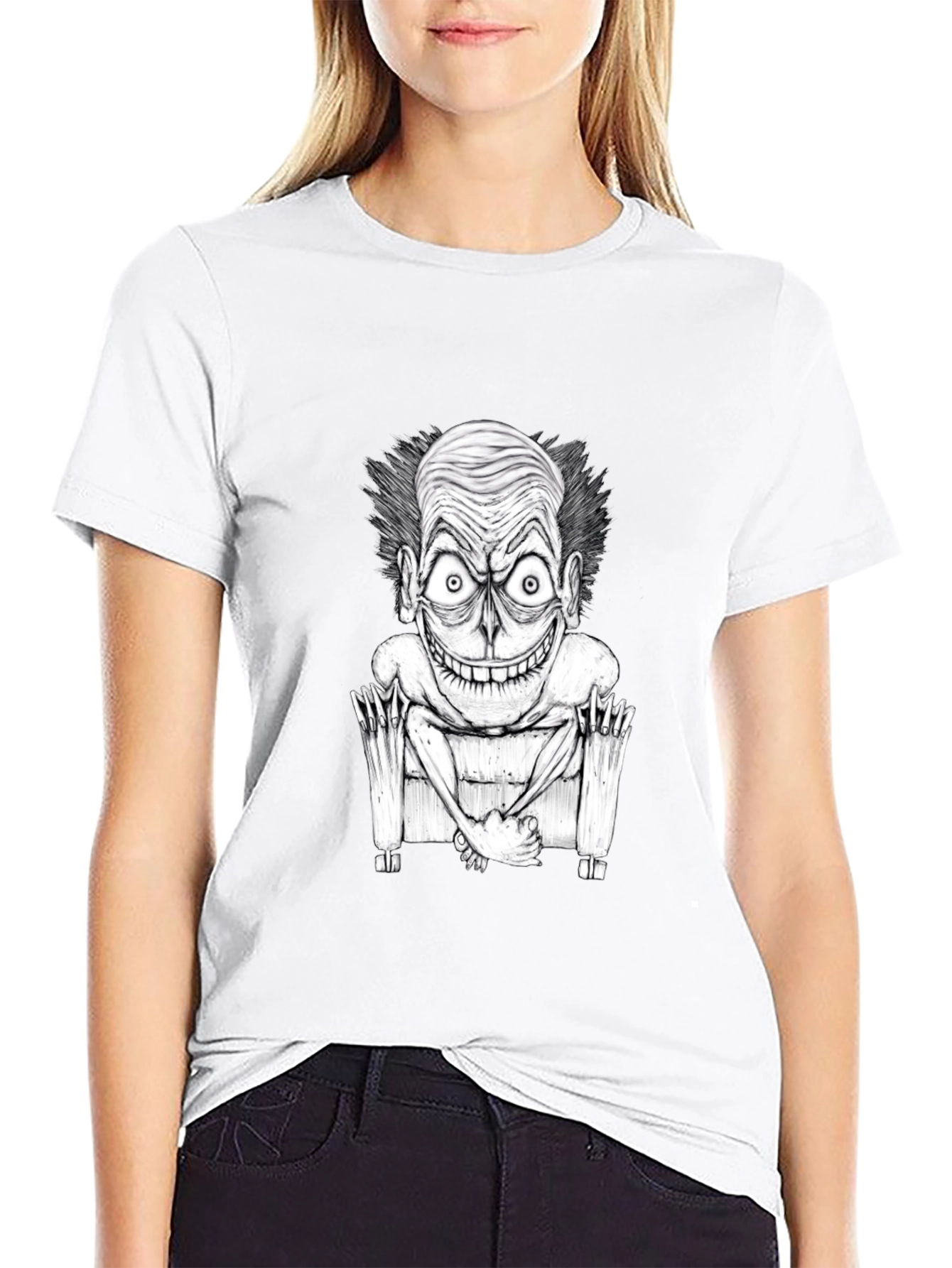 Black Creepy Cartoon Graphic Tee - Black view 9