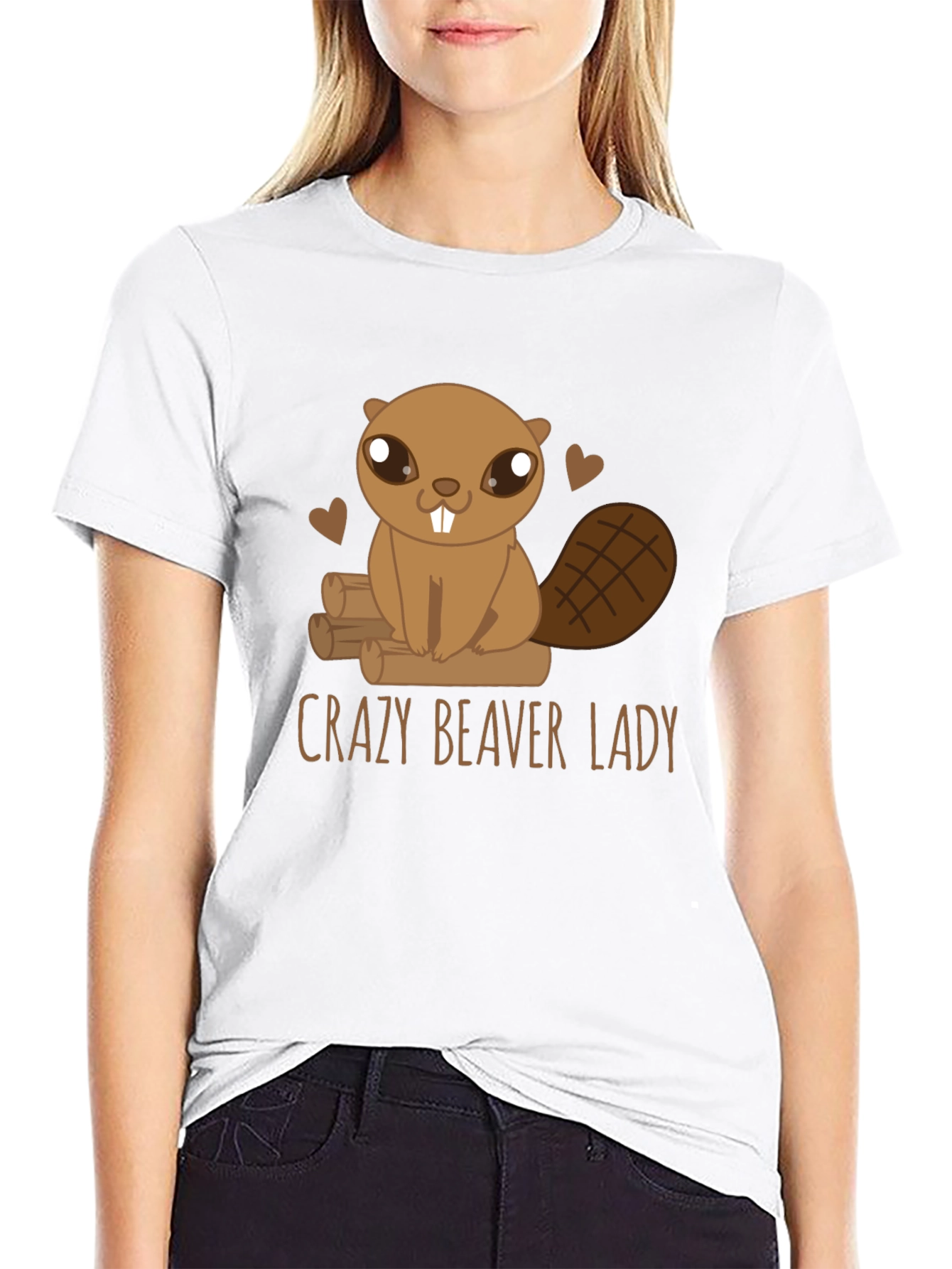 Black Crazy Beaver Lady Graphic Tee view 9