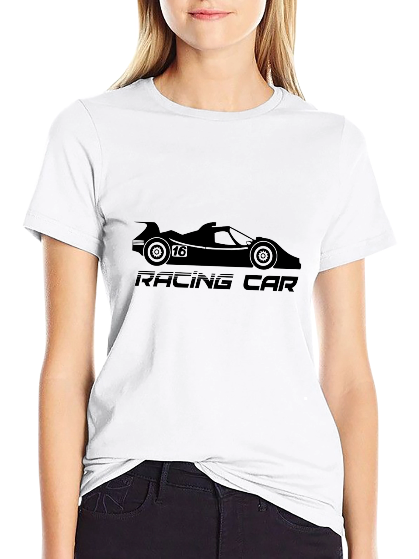 Black Racing Car Graphic Tee - Black Cotton T-Shirt view 9