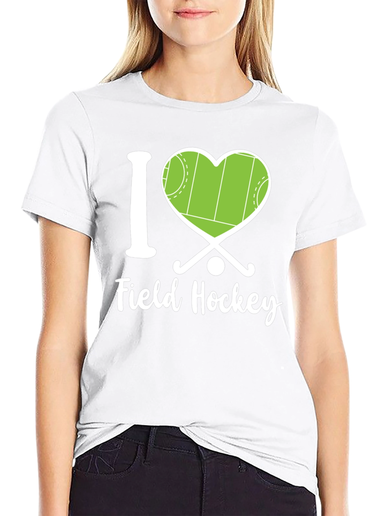 Black I Love Field Hockey Graphic Tee view 9