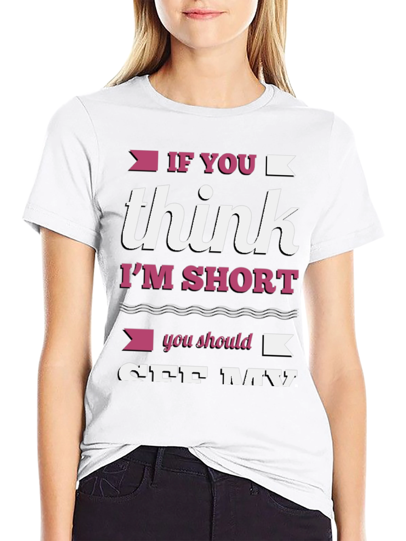 Black Funny Short Person Graphic T-Shirt view 9