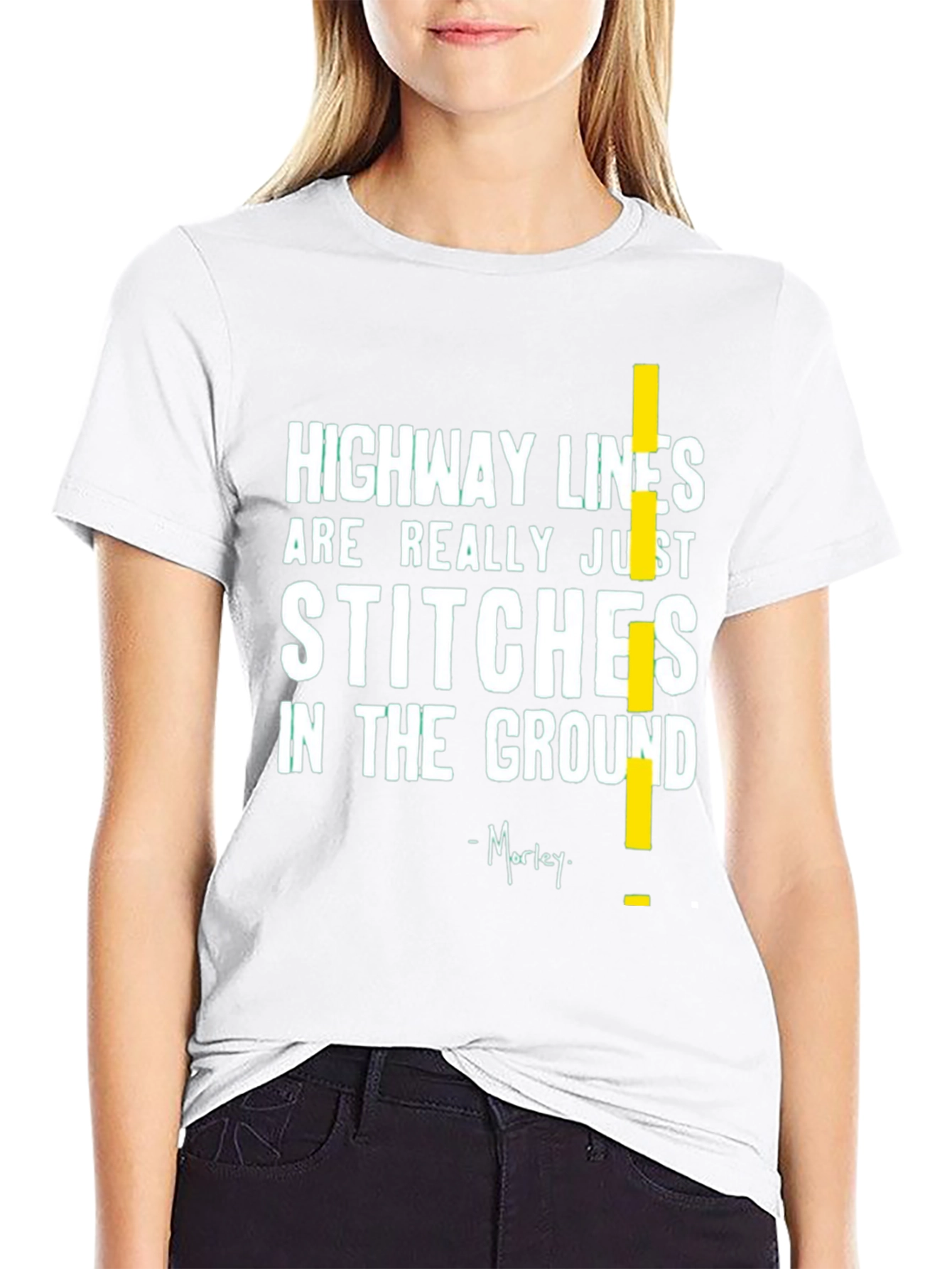 Black Highway Lines T-Shirt - Stitches in the Ground Tee view 9