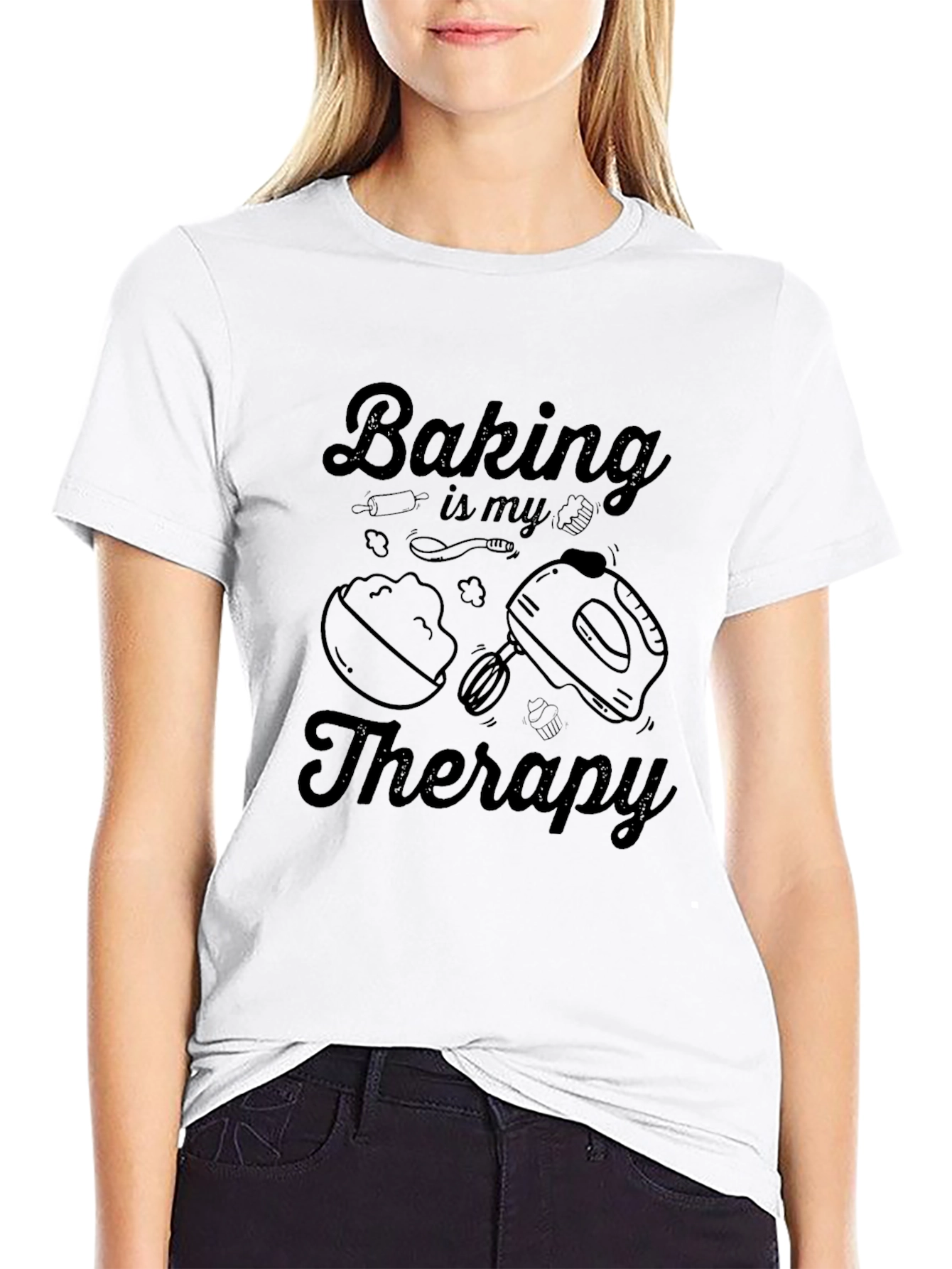 Black Baking is My Therapy Graphic T-Shirt view 9