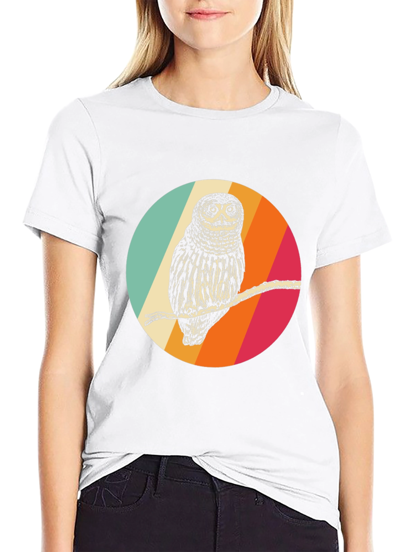 Black Retro Owl Graphic Tee - Men's Black T-Shirt view 9