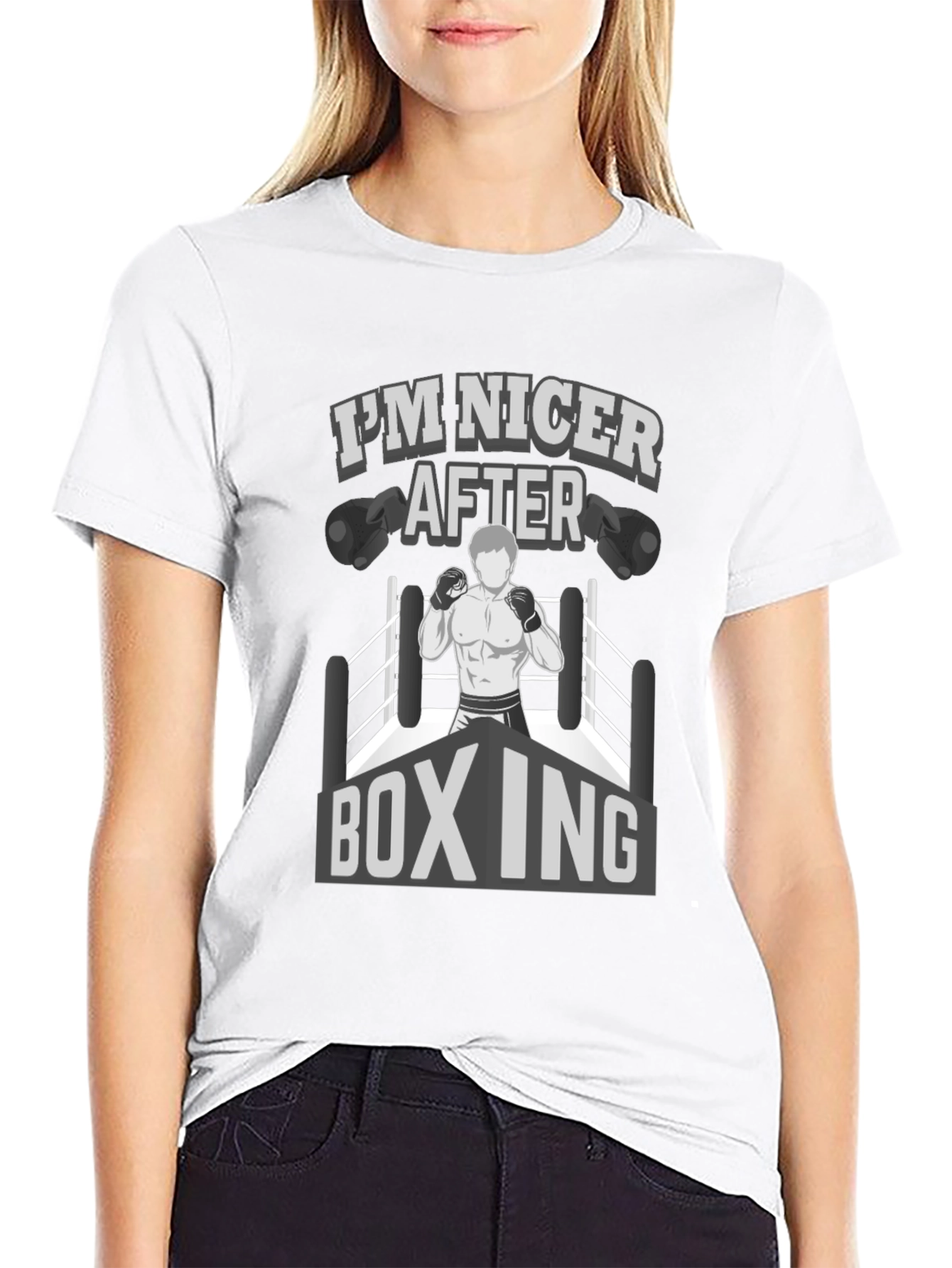 Black I'm Nicer After Boxing Graphic T-Shirt view 9