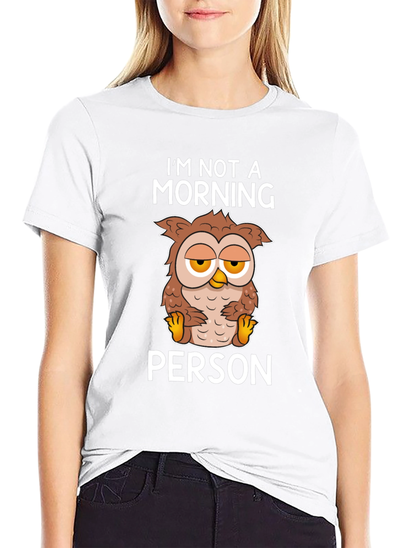 Black I'm Not A Morning Person Owl Graphic Tee view 9