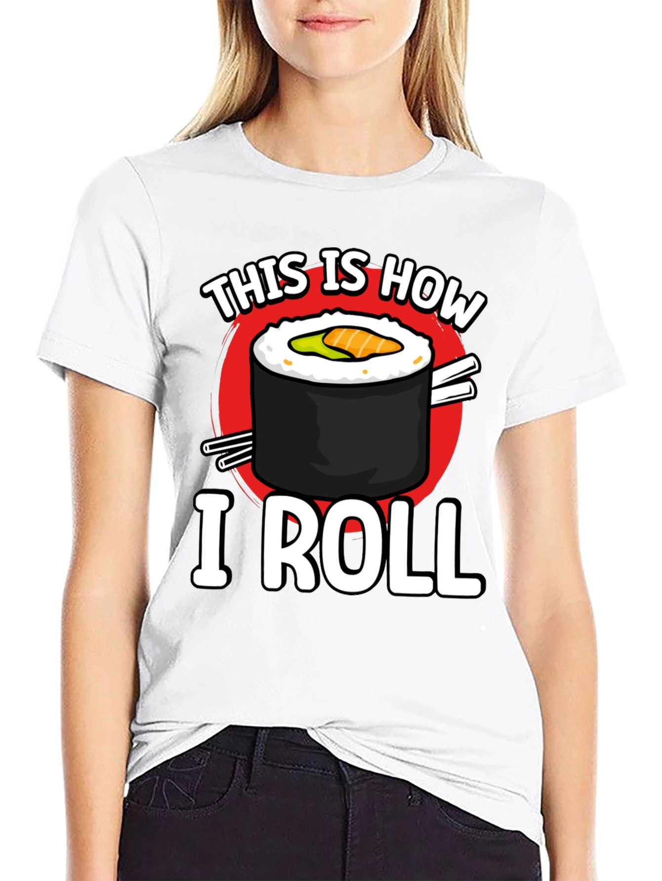 Black This is How I Roll Sushi Graphic T-Shirt view 9