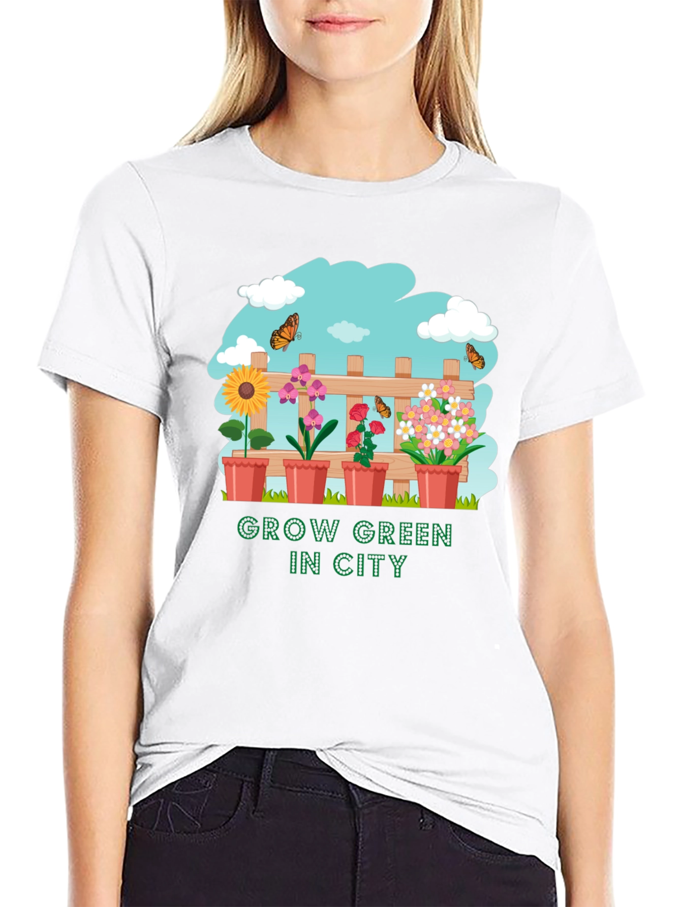 Black Grow Green in City Graphic T-Shirt view 9