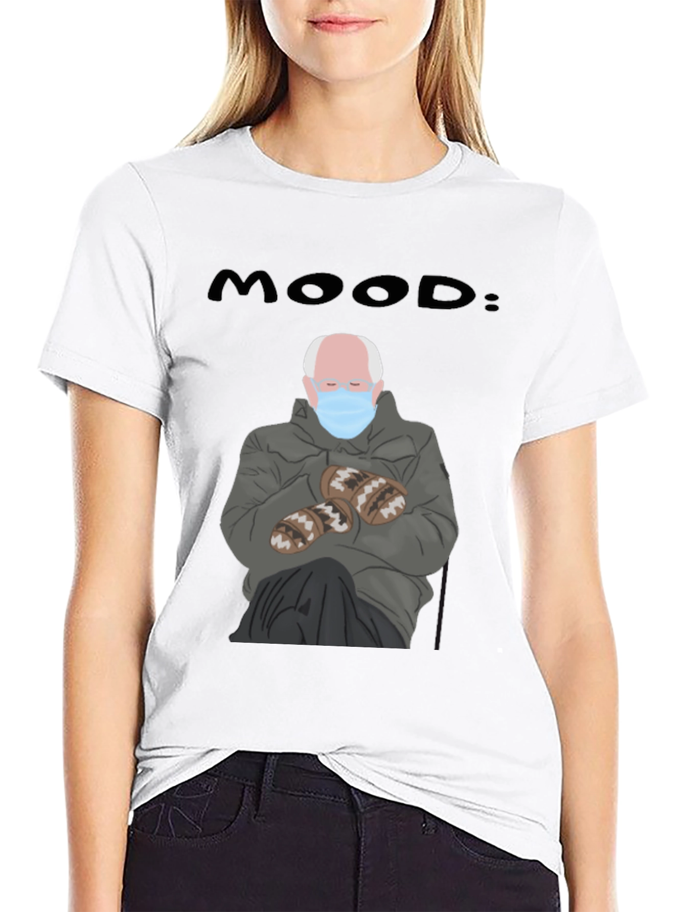 Black Mood: Bernie Meme Graphic T-Shirt view 9