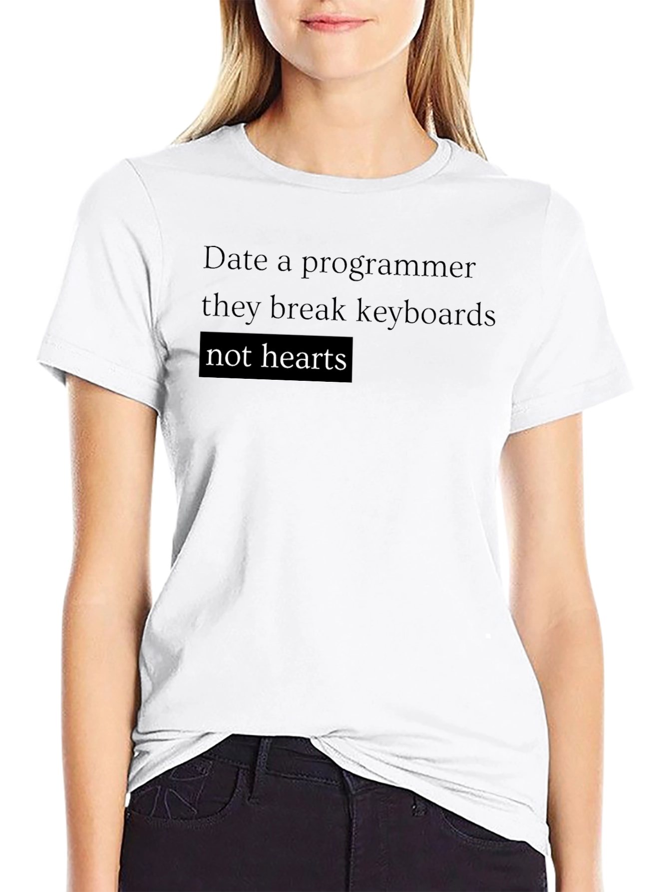 Black Date a Programmer Funny T-Shirt - Black view 9
