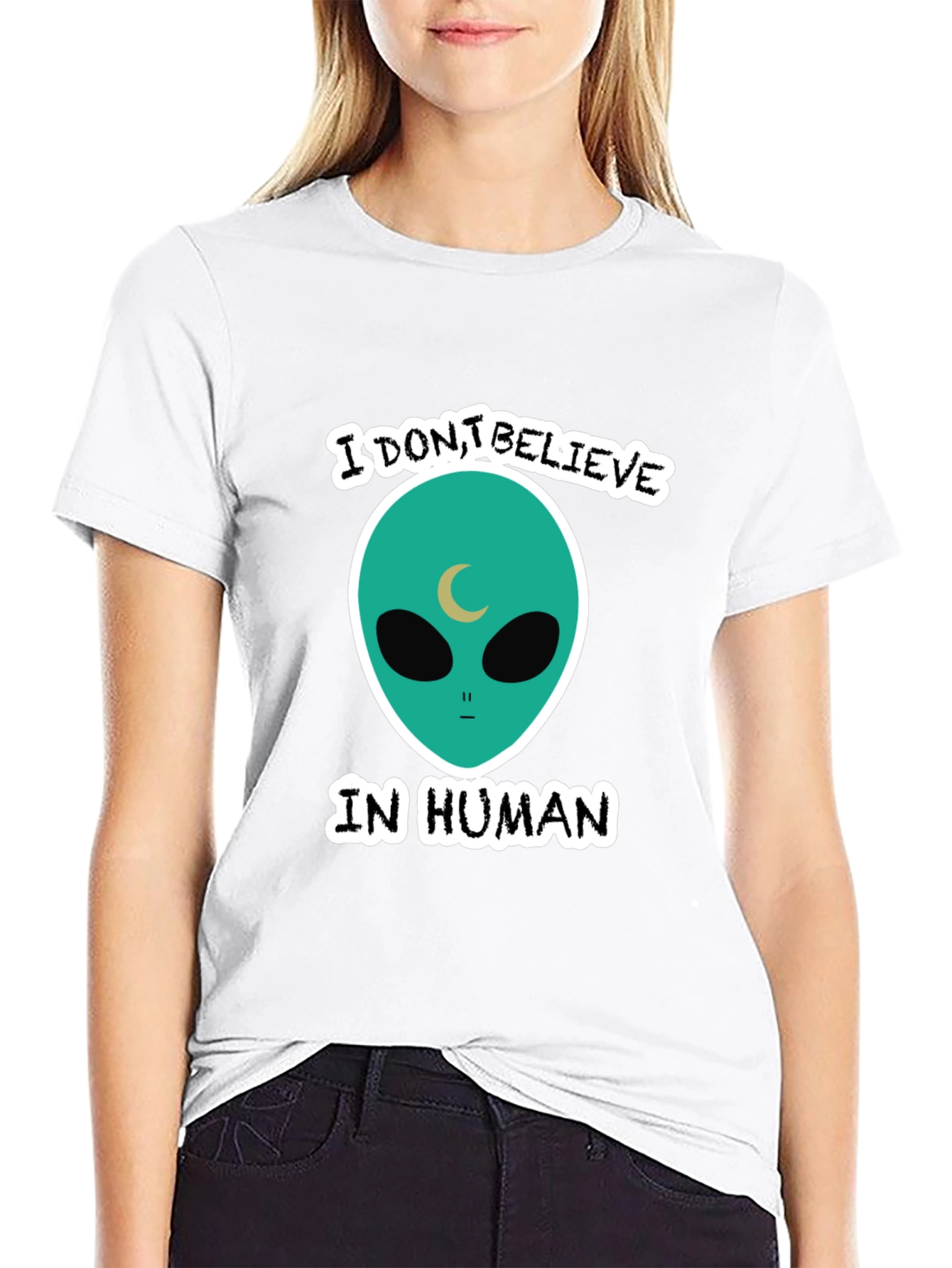 Black I Don't Believe in Humans Graphic Tee view 9