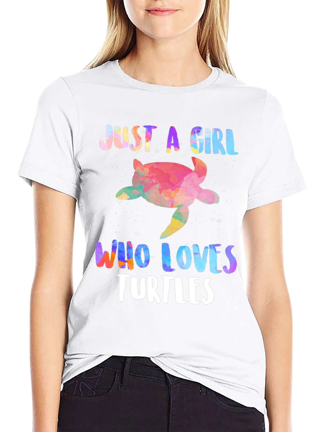 Black Just A Girl Who Loves Turtles T-Shirt view 9