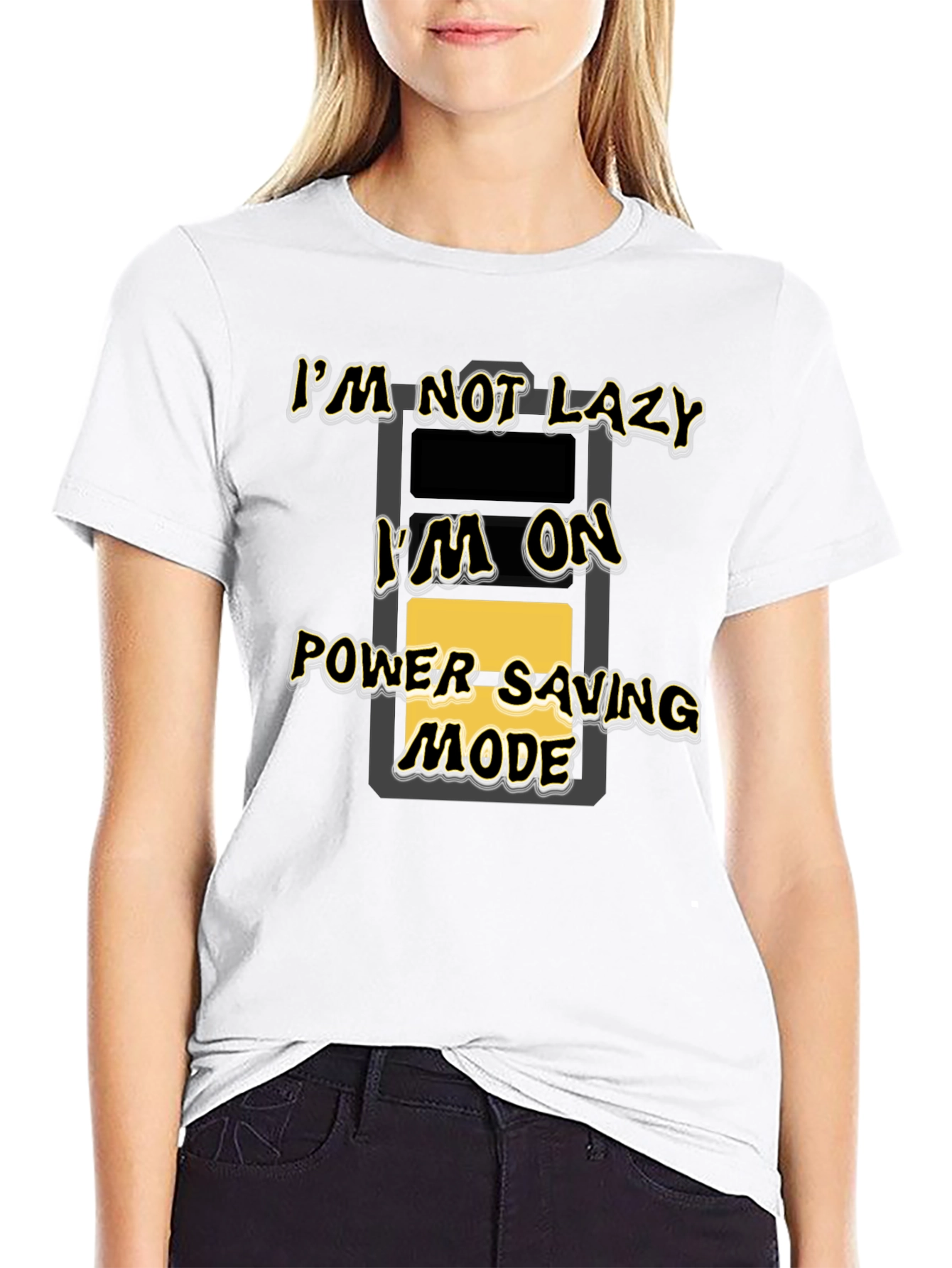 Black Funny I'm On Power Saving Mode Black T-Shirt view 9