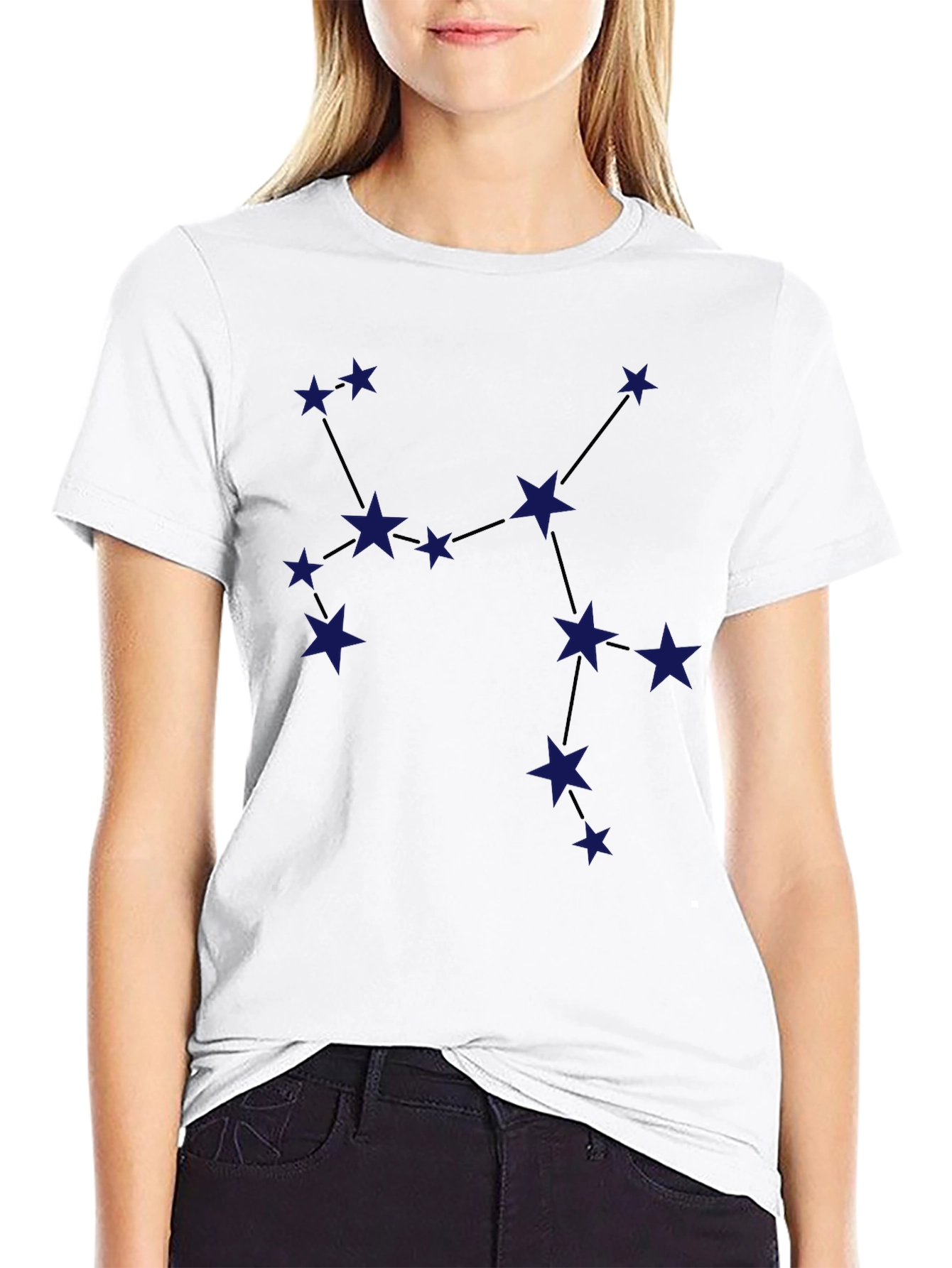 Black Constellation Graphic Tee - Stylish Star Design view 9