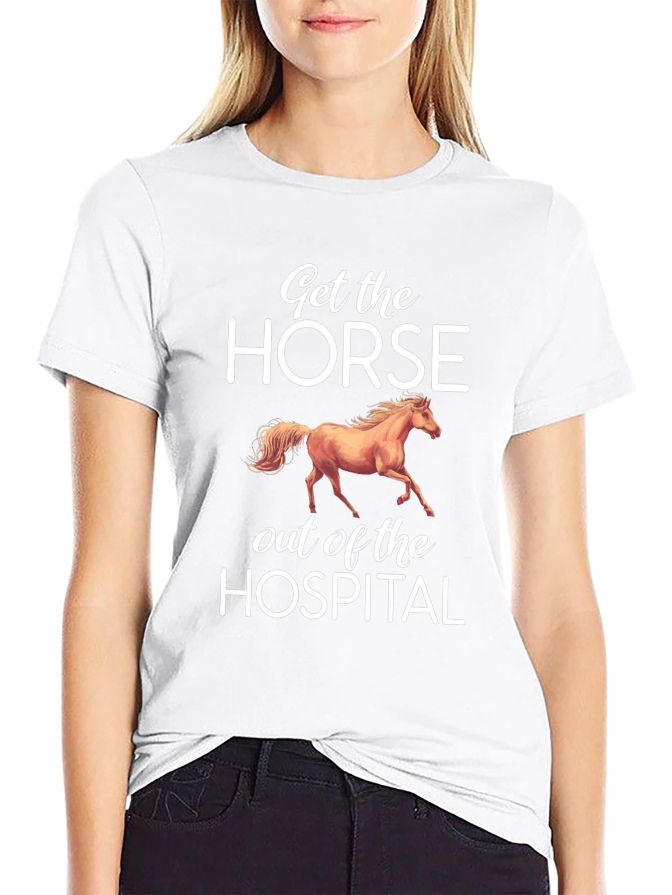 Black Funny Horse Hospital T-Shirt | Get the Horse Out view 9