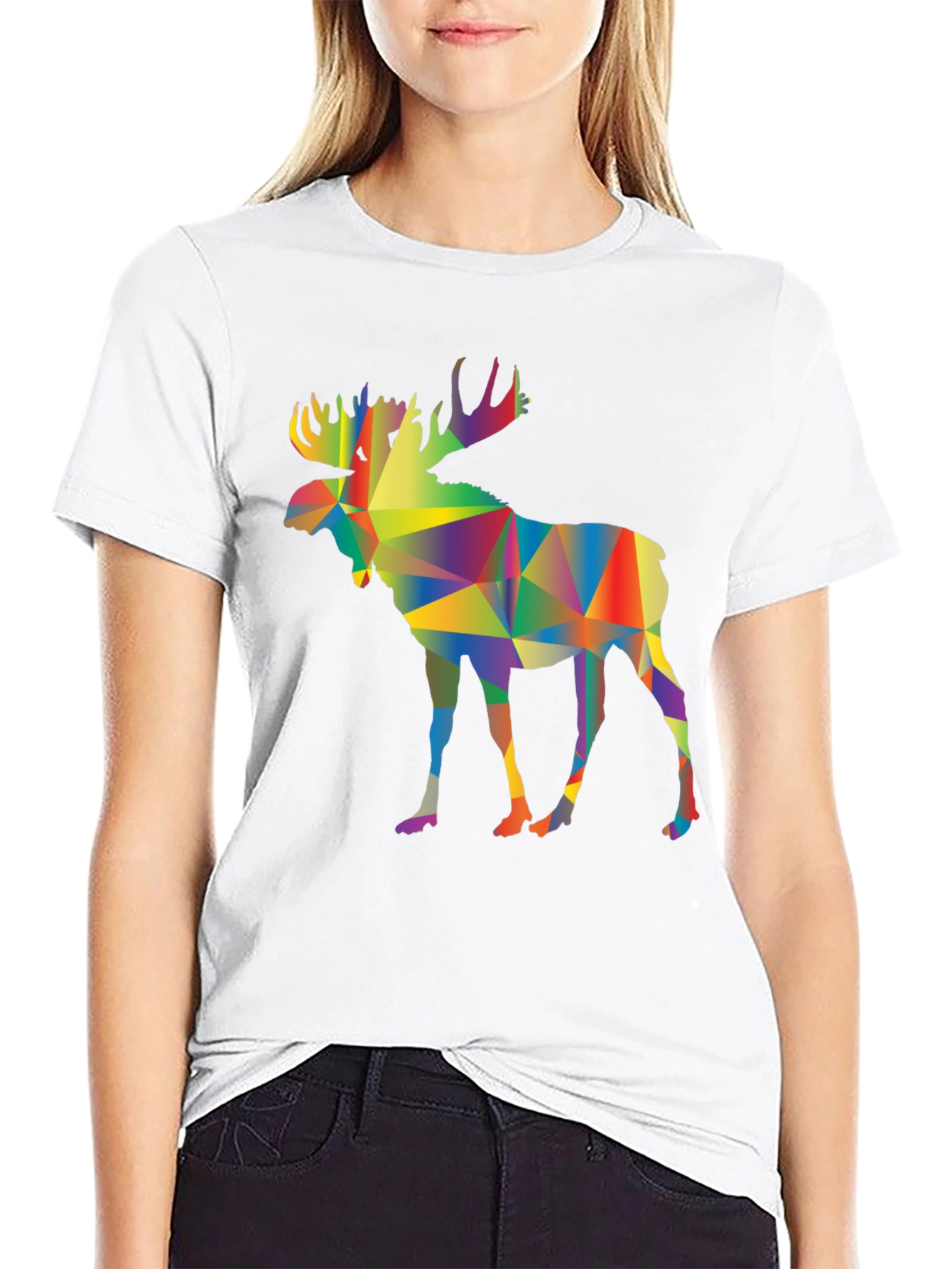 Black Geometric Moose Graphic Tee - Black view 9