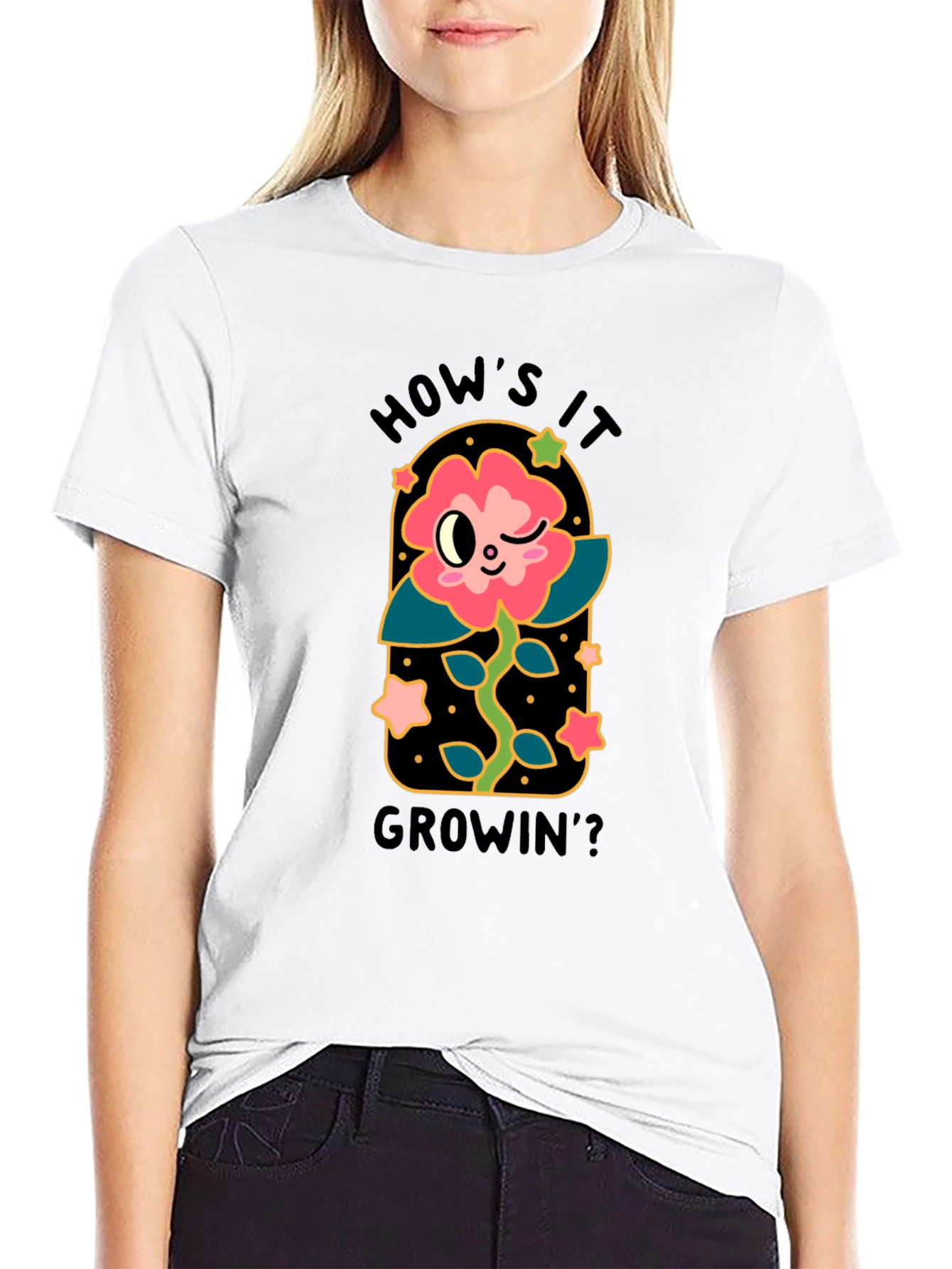 Black How's it Growin'? Graphic T-Shirt view 9