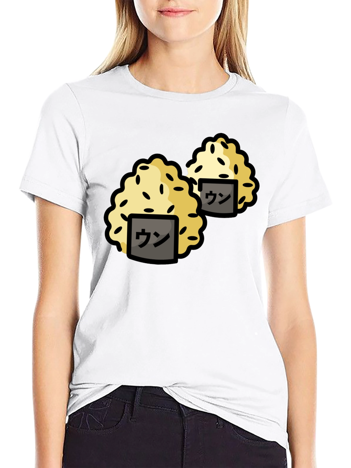 Black Funny Sushi Rice Ball Graphic Black T-Shirt view 9
