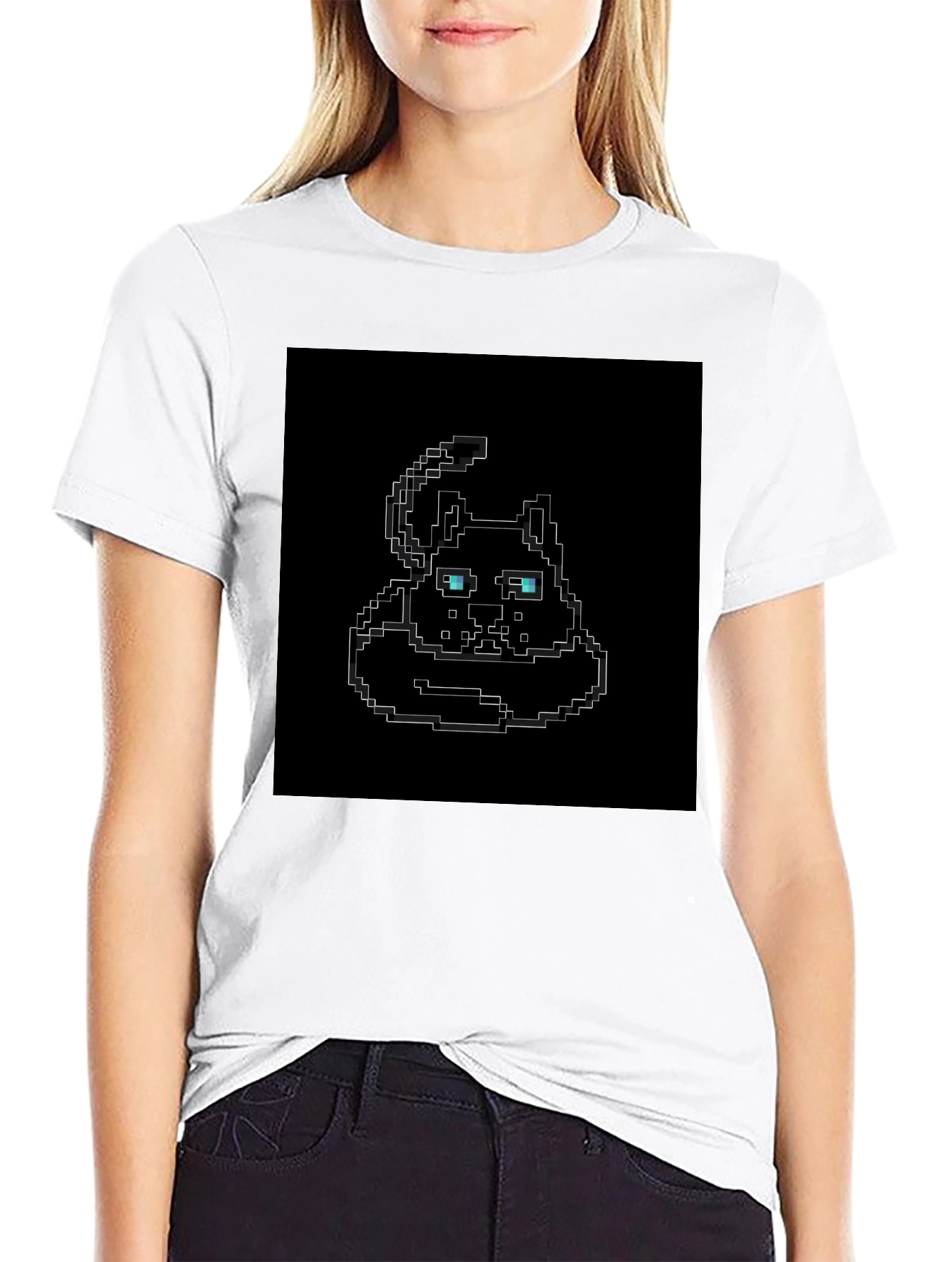 Black Pixel Art Cat T-Shirt - Black view 9