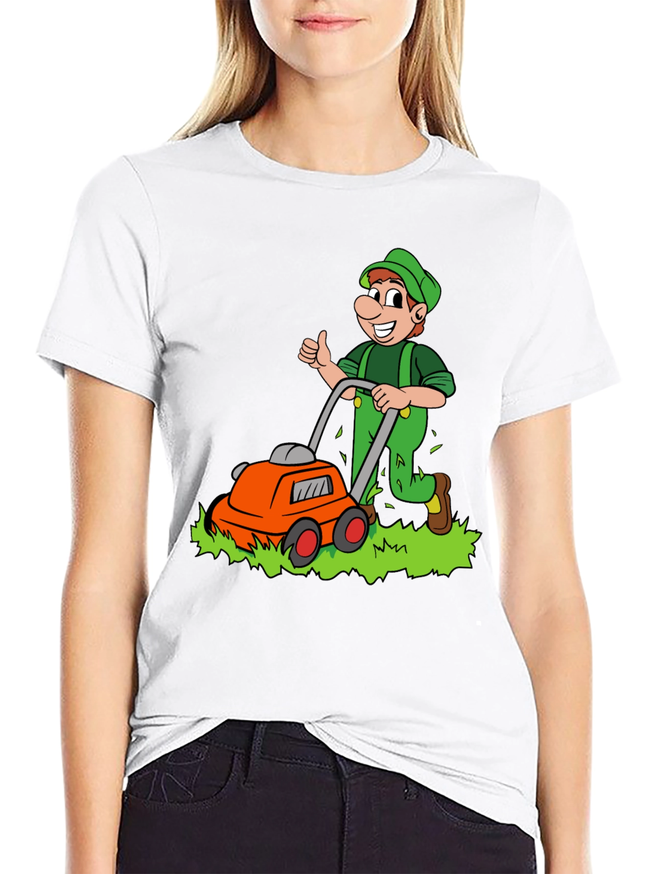 Black Lawn Mower Man T-Shirt - Cartoon Graphic Tee view 9