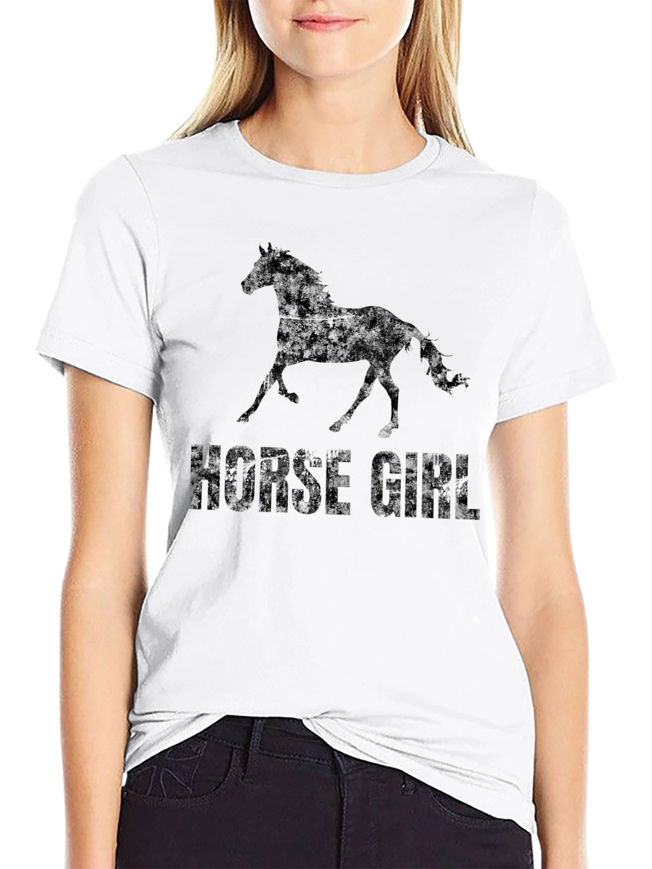 Black Horse Girl T-Shirt - Black view 9