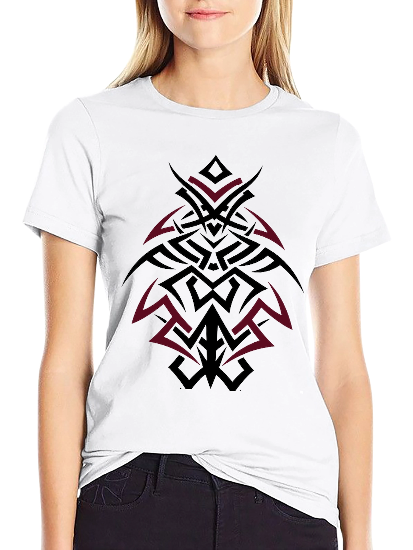 Black Tribal Tattoo Graphic Black T-Shirt view 9