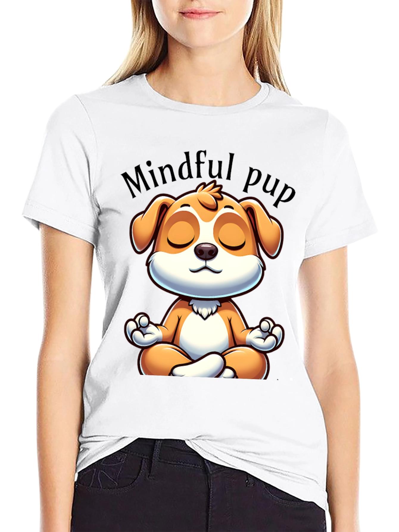 Black Mindful Pup Graphic T-Shirt - Meditation Dog Tee view 9