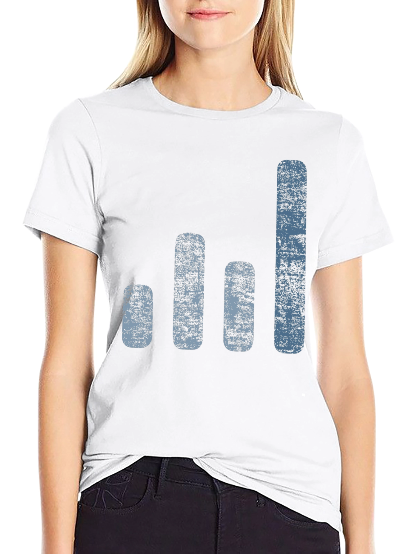 Black Distressed Bar Graph Tee - Trendy Black Cotton Blend Shirt view 9