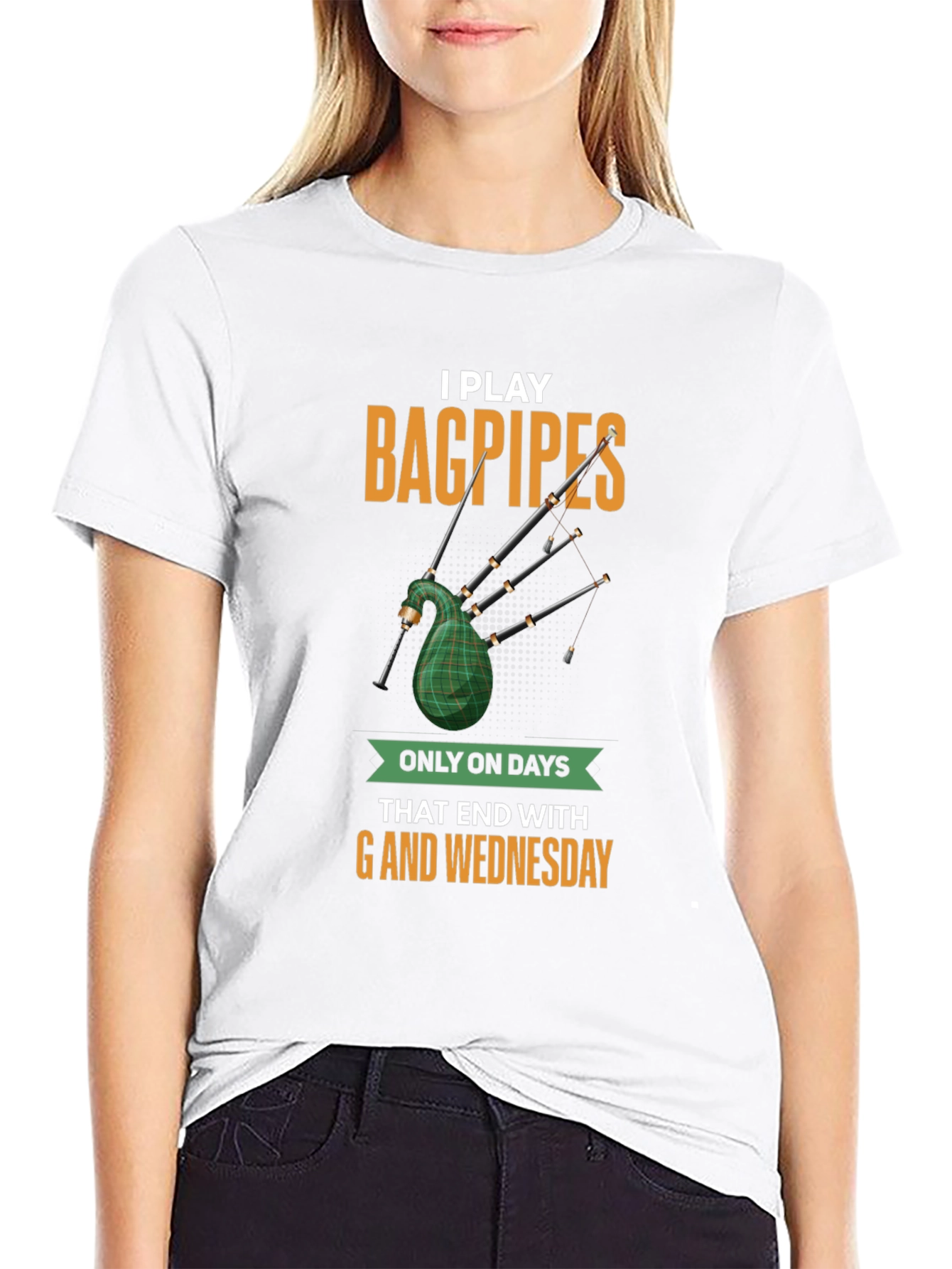 Black Funny Bagpipes T-Shirt - Days Ending in 'G' view 9